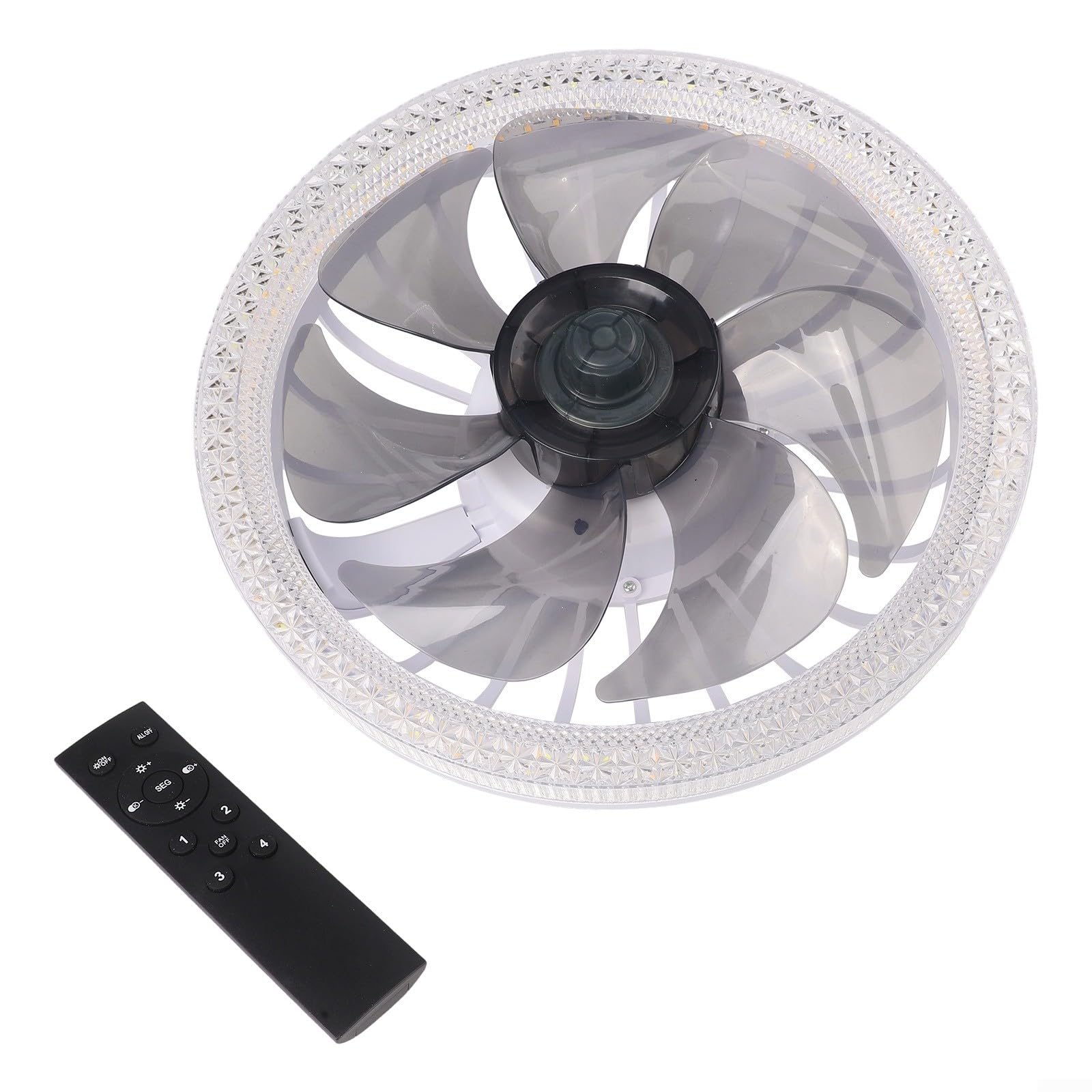 Moderno ventilatore da soffitto con luci telecomando incluso, dimmerabile 3000 K-6500 K, montaggio a filo a basso profilo, per casa e ufficio, ABS + PC, verde (bianco)