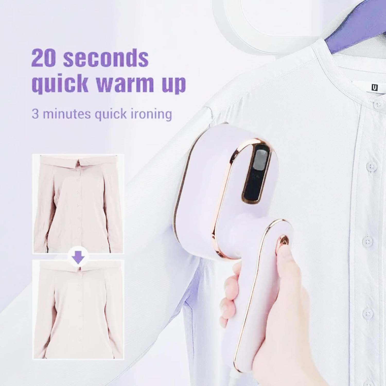 TRSOO7P Travel Steamer Iron, 1000W, White LCD, 1.2 pounds, Casual Style