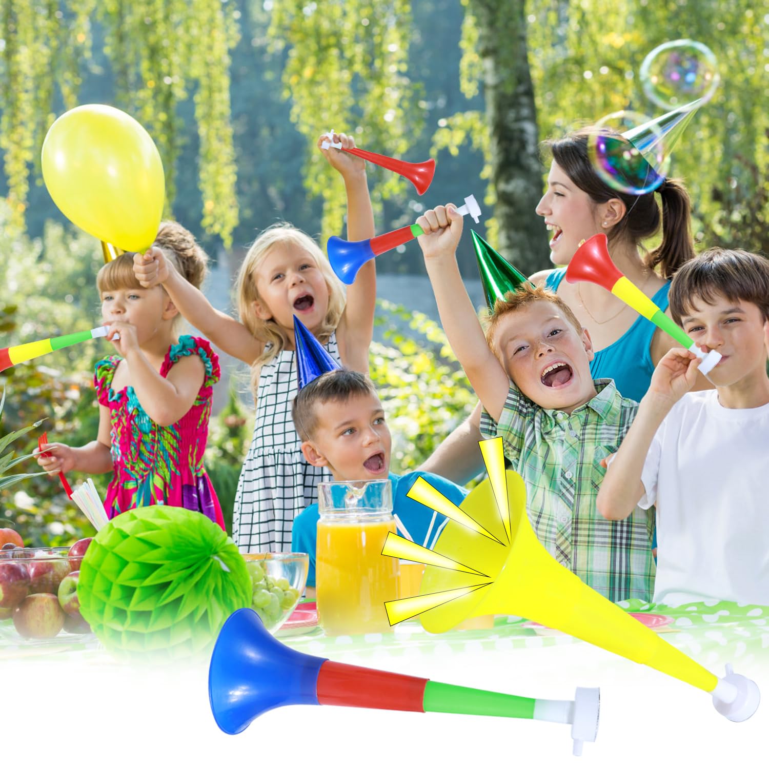 YiliYa 4 Pcs Vuvuzela Trompette Fanfare Cheerleading Corne Krachmacher Plastique Stade Match Football