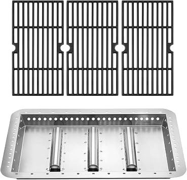 463340516 Grill Replacement Parts for Charbroil Gas2Coal 463370516 463370519 463336818 463341918 463370518 G460-0500-W1 Grill Grates Heat Plates Burners Charcoal Tray 3 Burner Hybrid Gas Grill Parts