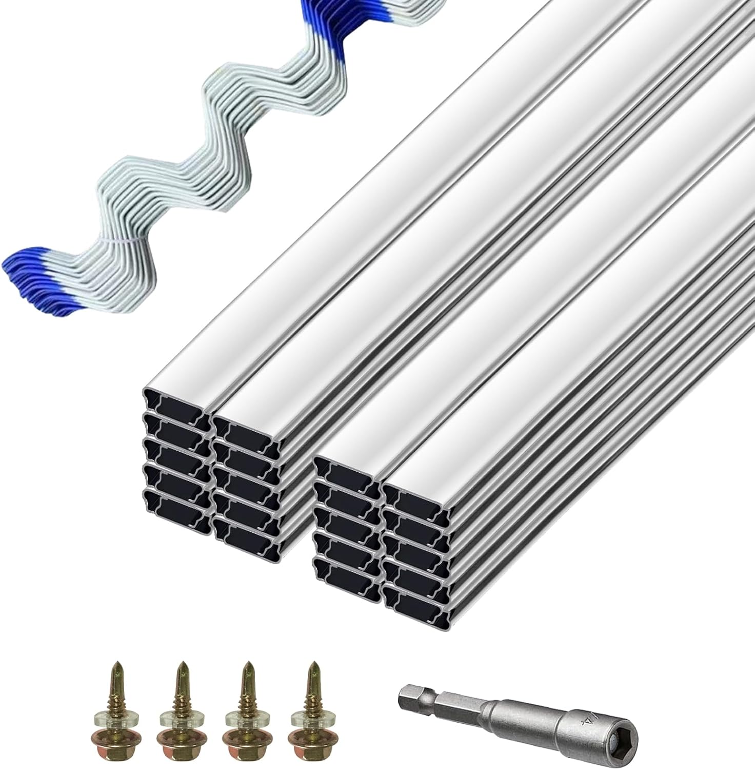 40PCS Greenhouse Wiggle Spring Wire & Lock Channel, 3.28FT