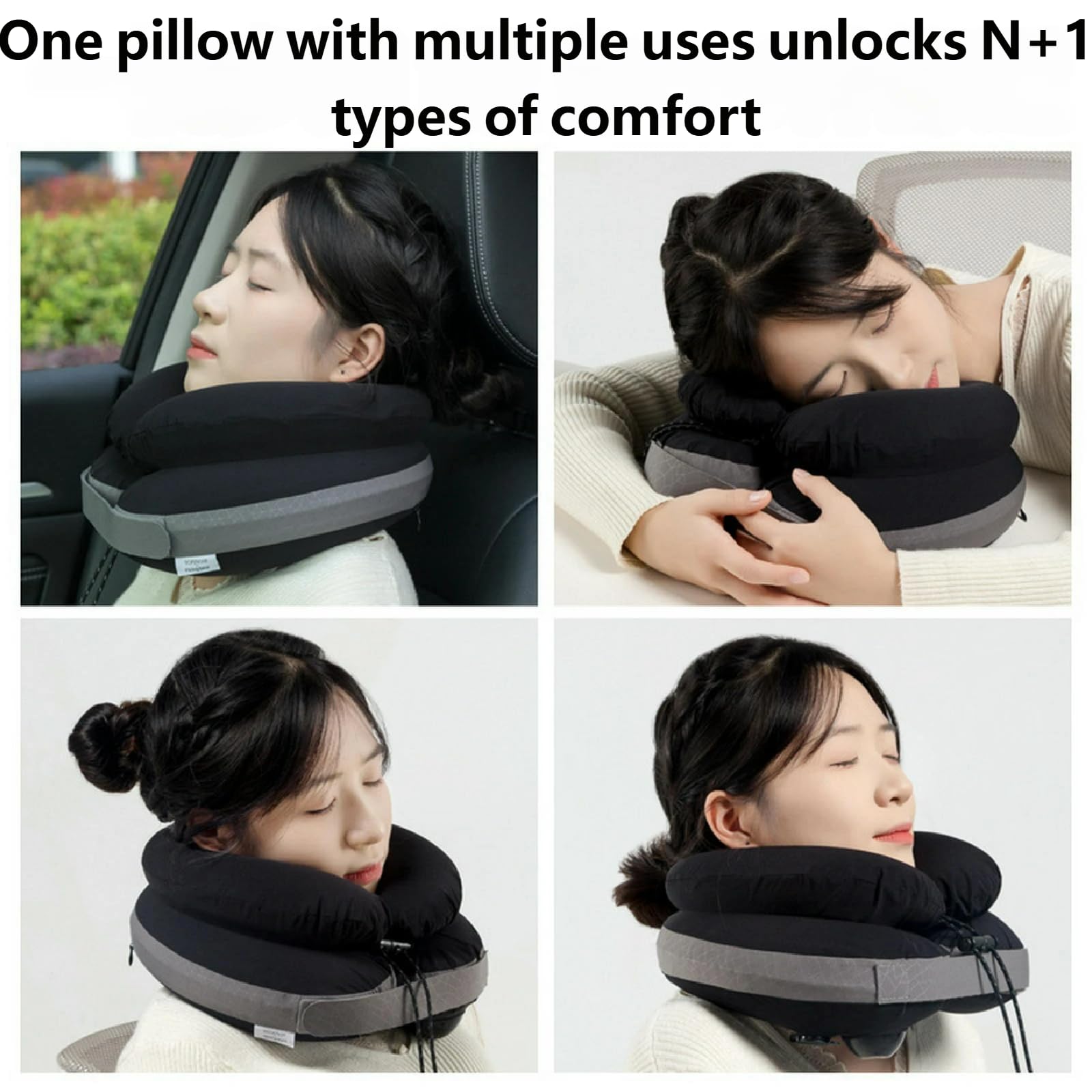 Oreiller Cervical De Voyage, Voyage Gonflable en Forme U avec Gonflage, Cou Avion-Oreiller Simple + Boîte Rangement