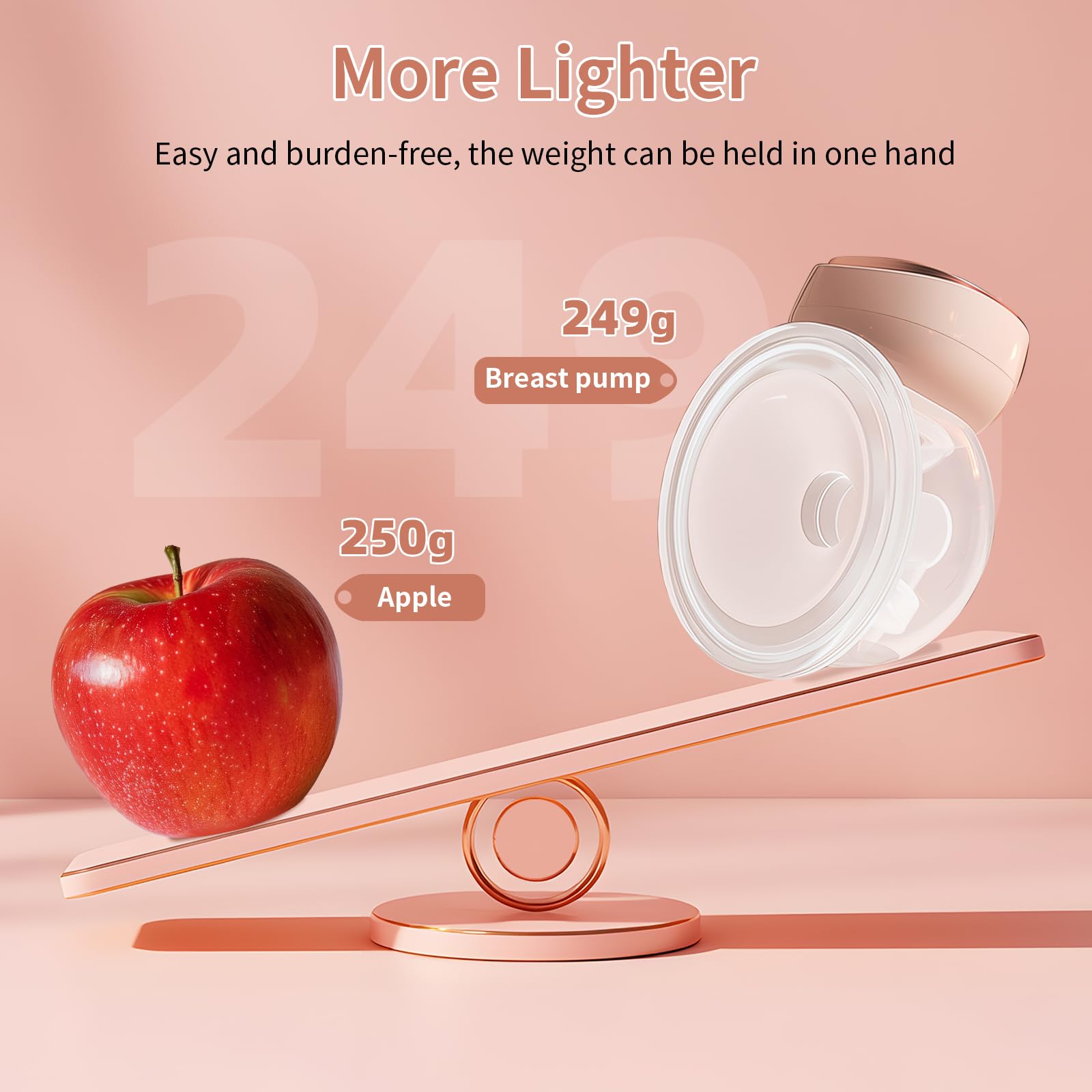 Electric Breast Pump（1 Pcs）, Hands Free of Longer Battery Life & Smart LED Touch Screen,Portable Electric Breast Pump with 3 Modes & 9 Levels,Low Noise,Safe & Easy to Clean,26 mm Flange,Pink