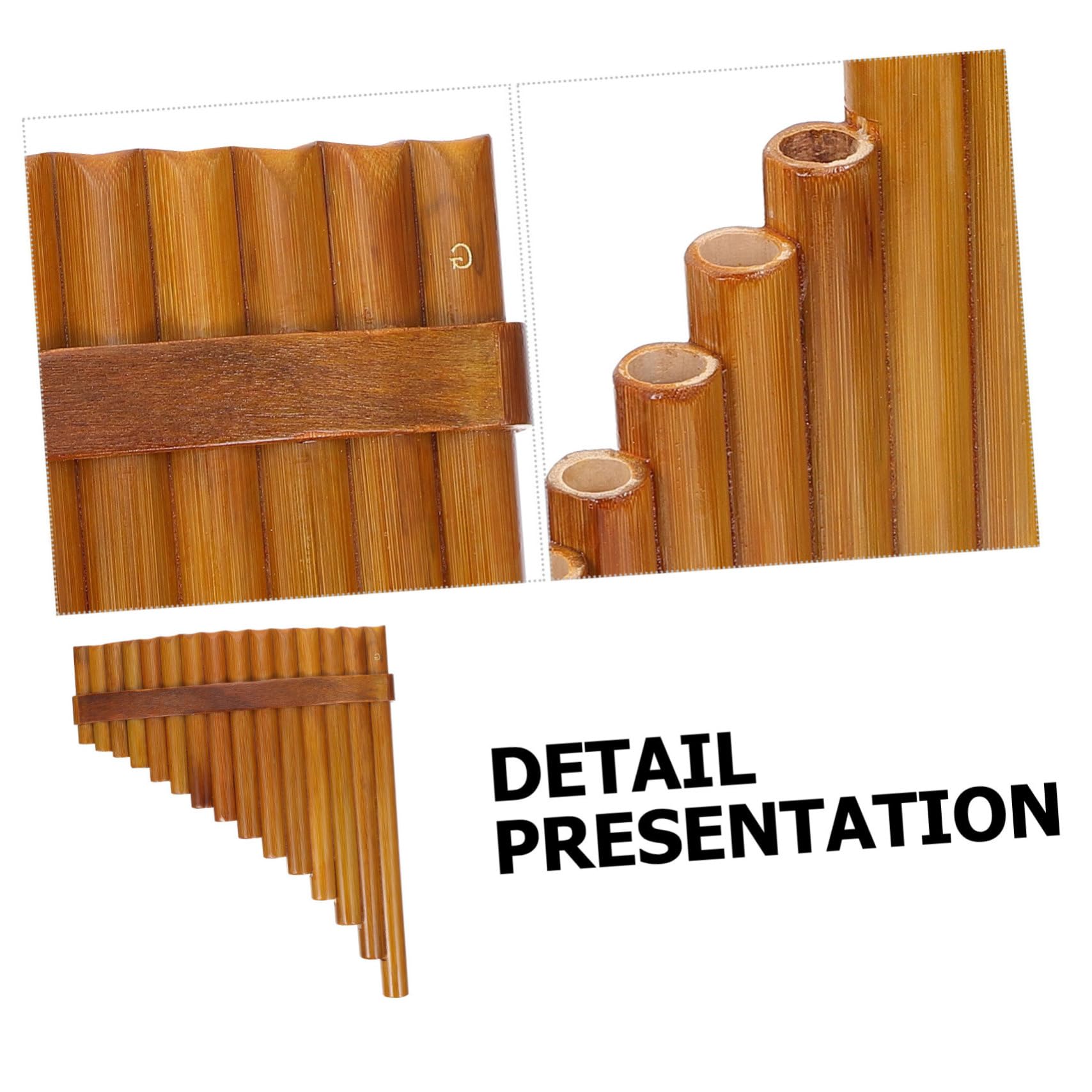 Rohr Panflöte Bambuslinkshänder Musikinstrument für Anfänger und Schule Langlebig Klarer Klang Einfach zu Erlernen Natürliches Holz Praktisches Design Geschenkidee für Musiker