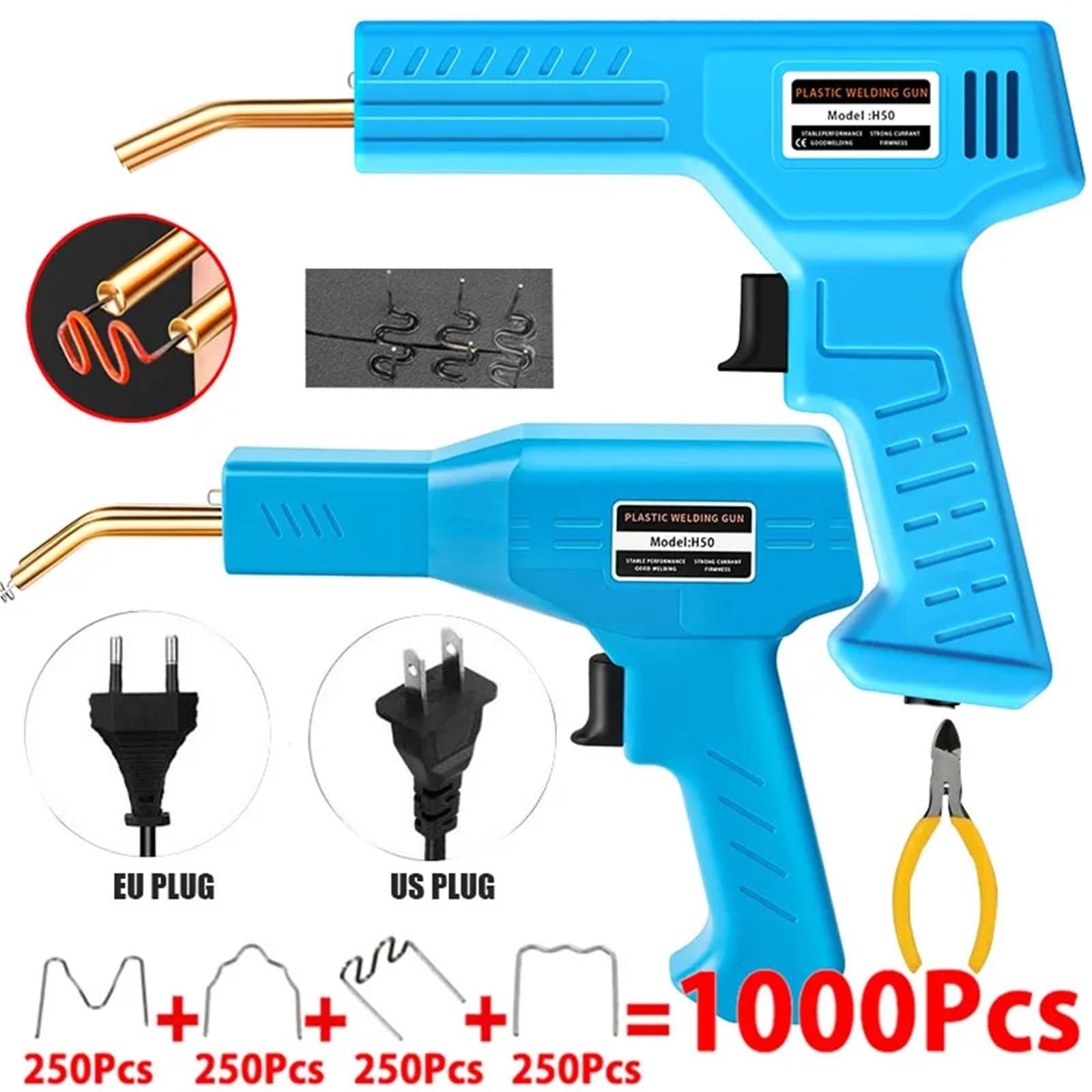 Kit saldatore per plastica da 50 W con pistola per pinzatrice a caldo per riparazione paraurti auto(With box)