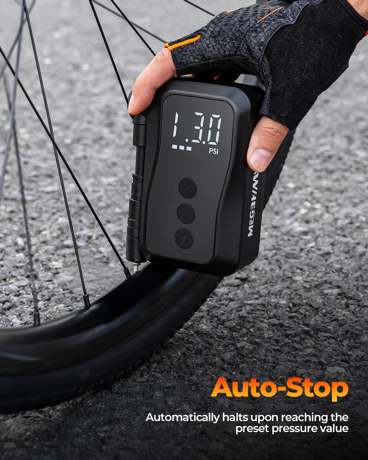 Mini bomba de neumáticos de bicicleta, bomba de inflado rápido de 25 segundos con calibre, bomba de aire eléctrica portátil de 150 PSI con válvula Presta y Schrader para bicicleta de carretera, ciudad