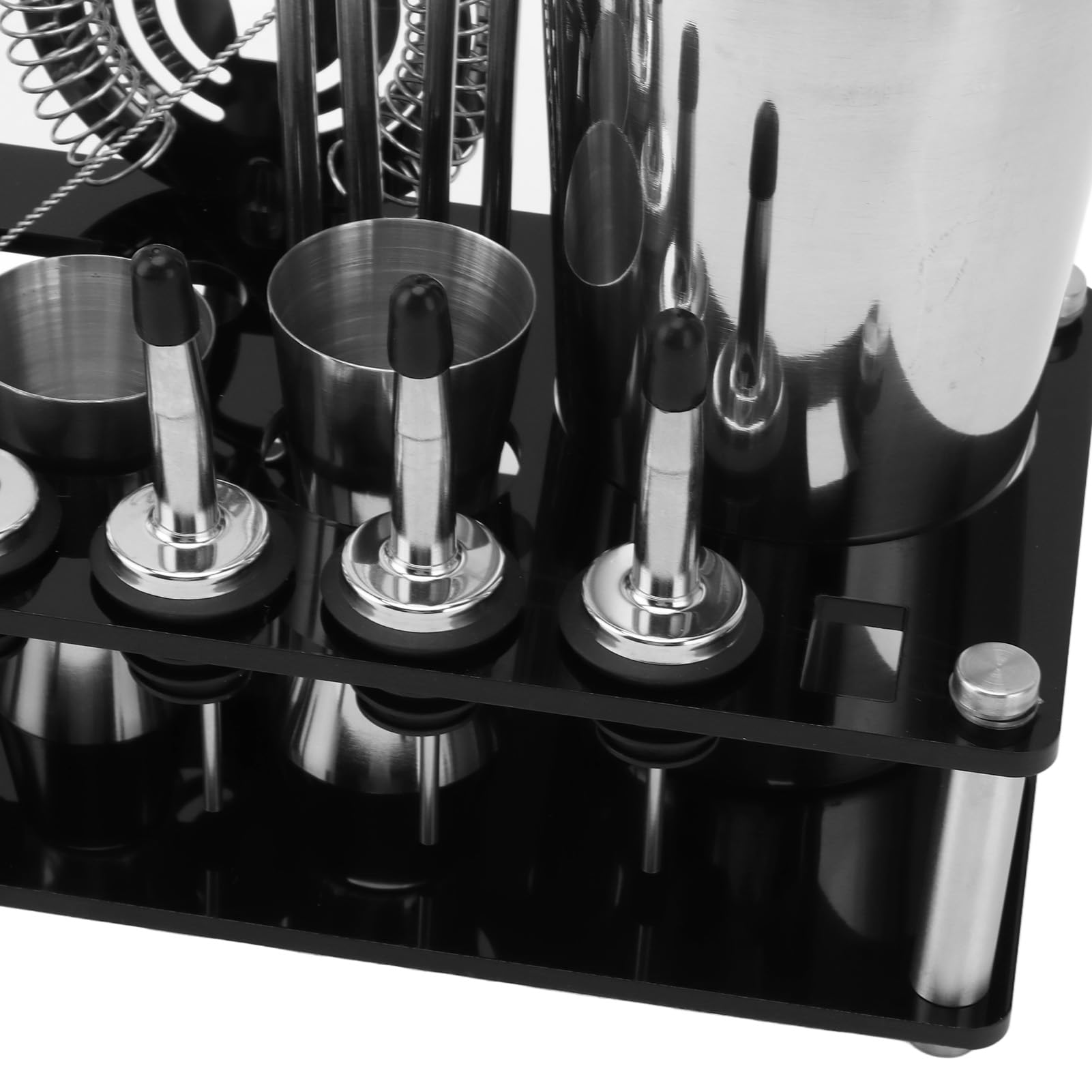 FLEXMAN Juego de Coctelera de 23 Piezas, Kit Profesional de Barman de Acero Inoxidable con Soporte Acrílico, Juego de Cóctel Multifuncional para el Hogar, Bar, Fiesta