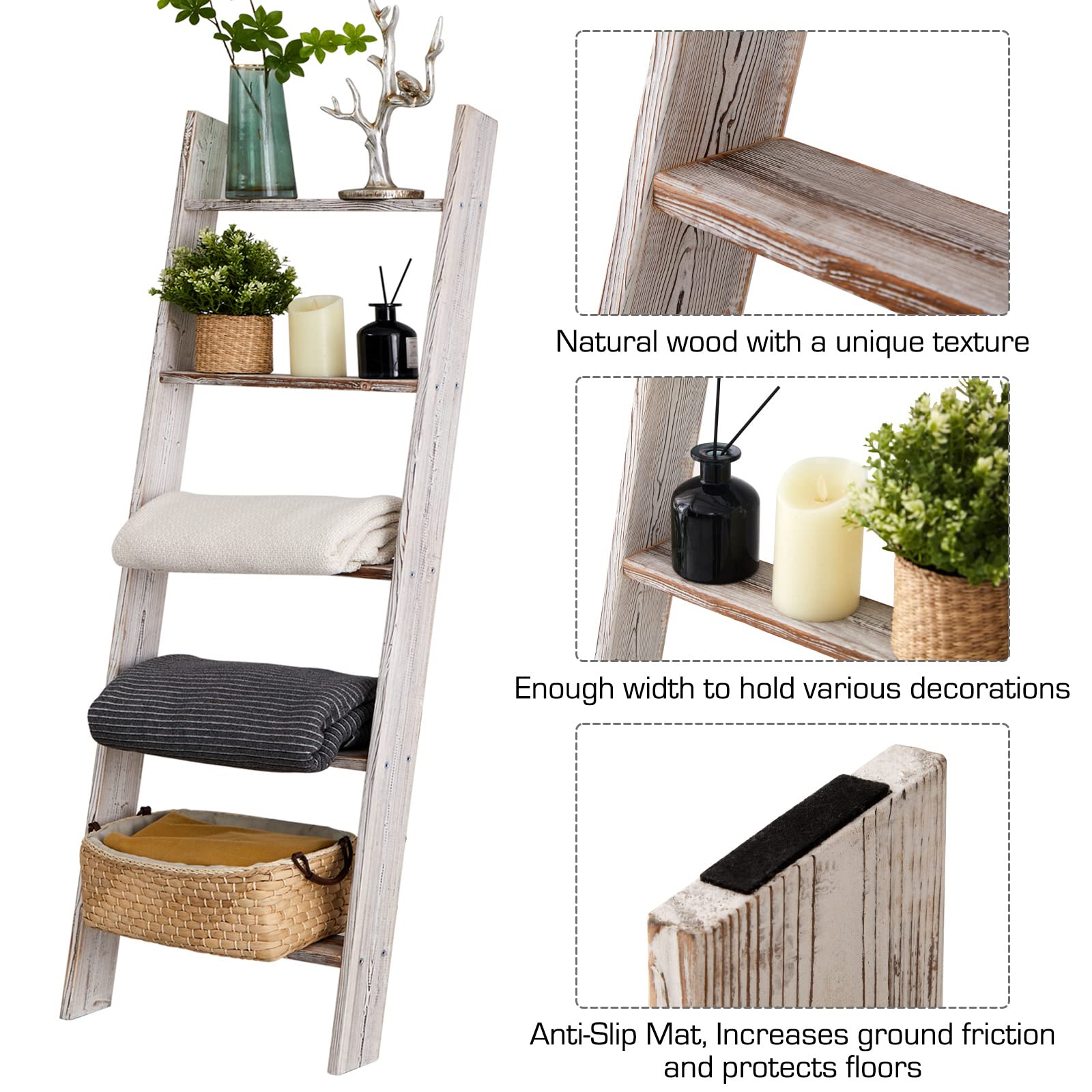 Rustic Farmhouse Decorative Wood Ladder 1.625" Deep Ladder Multiple Sizes & Colors Available