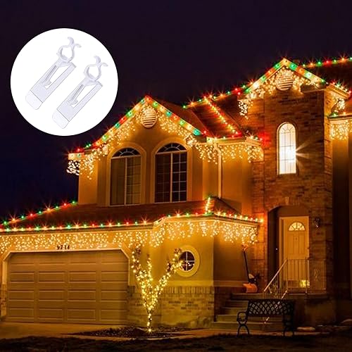 Miniatura 7 de Clips de luz navideños, clips multiusos de Navidad para exteriores, paquete de 100 clips de canalón todo en uno para cadena de luces C7E12, C9E17,