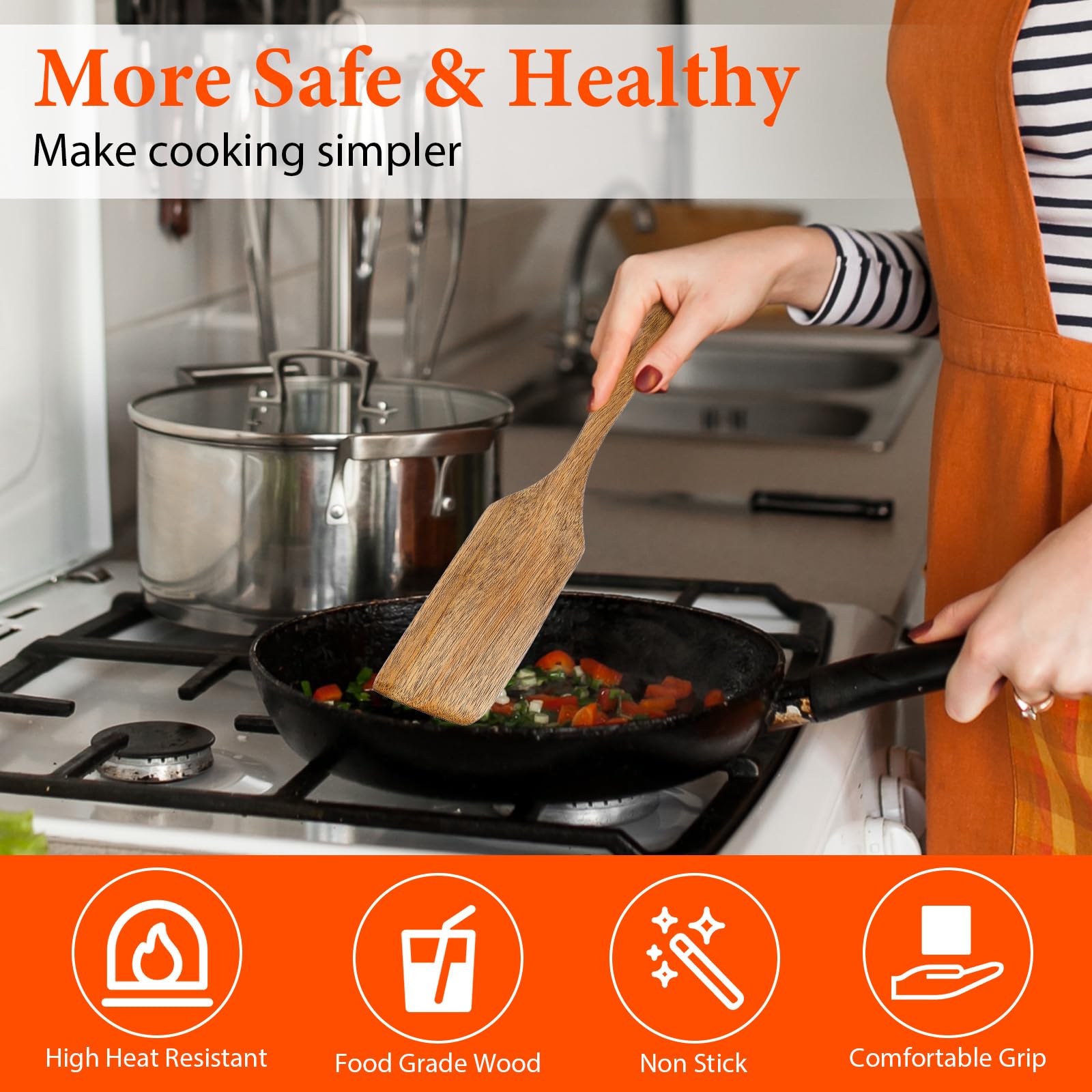 wooden spoon cooking spatula utensil wood spurtle scraper kitchen ladle bowl pancake food tilly living baking wok egg flipper oven cookware whisk scoop heat resistant pot holder fish home bakery sour - Image 5