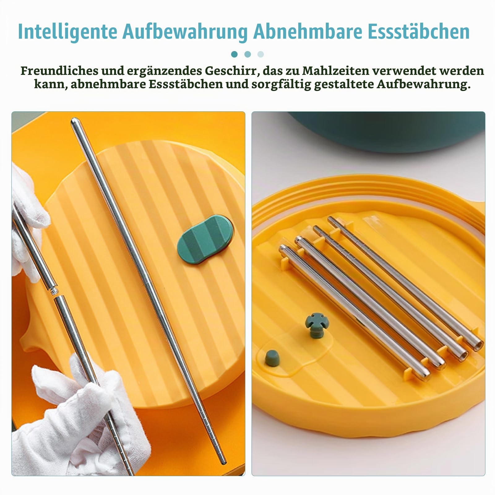 Ramen Schüssel Set, Instant-Ramen-Schüssel 1200ML Rostfreier Stahl Ramen Bowl Schüssel mit Deckel und Stäbchen Japanische suppenschüssel Nudelsuppen Schale für Schlafsäle (puderblau)