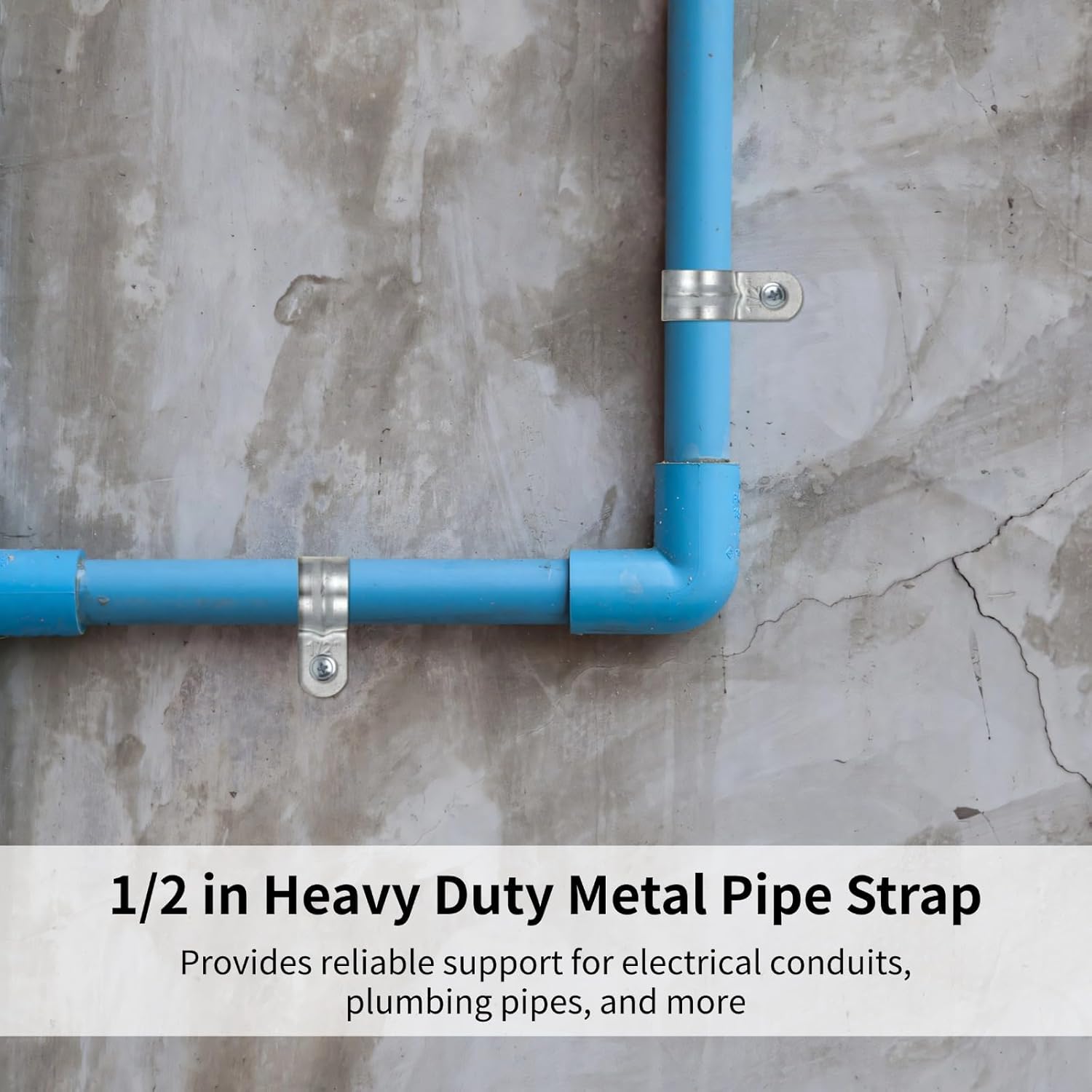 100 Pcs Heavy Duty Saddle Clamp, Rustproof Zinc-Plated Metal Pipe Strap, 1/2 in Pipe Straps, Stable Support, Single Mounting Hole P-Type Conduit Clamp