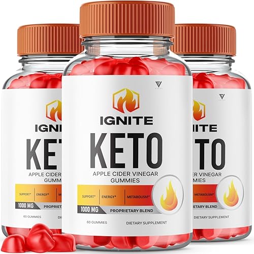 Paquete de 3 gomitas Ignite Keto ACV de pérdida avanzada, suplemento Keto Ignite Gomitas, Ignite Keto ACV + gomitas de vinagre de sidra de manzana,