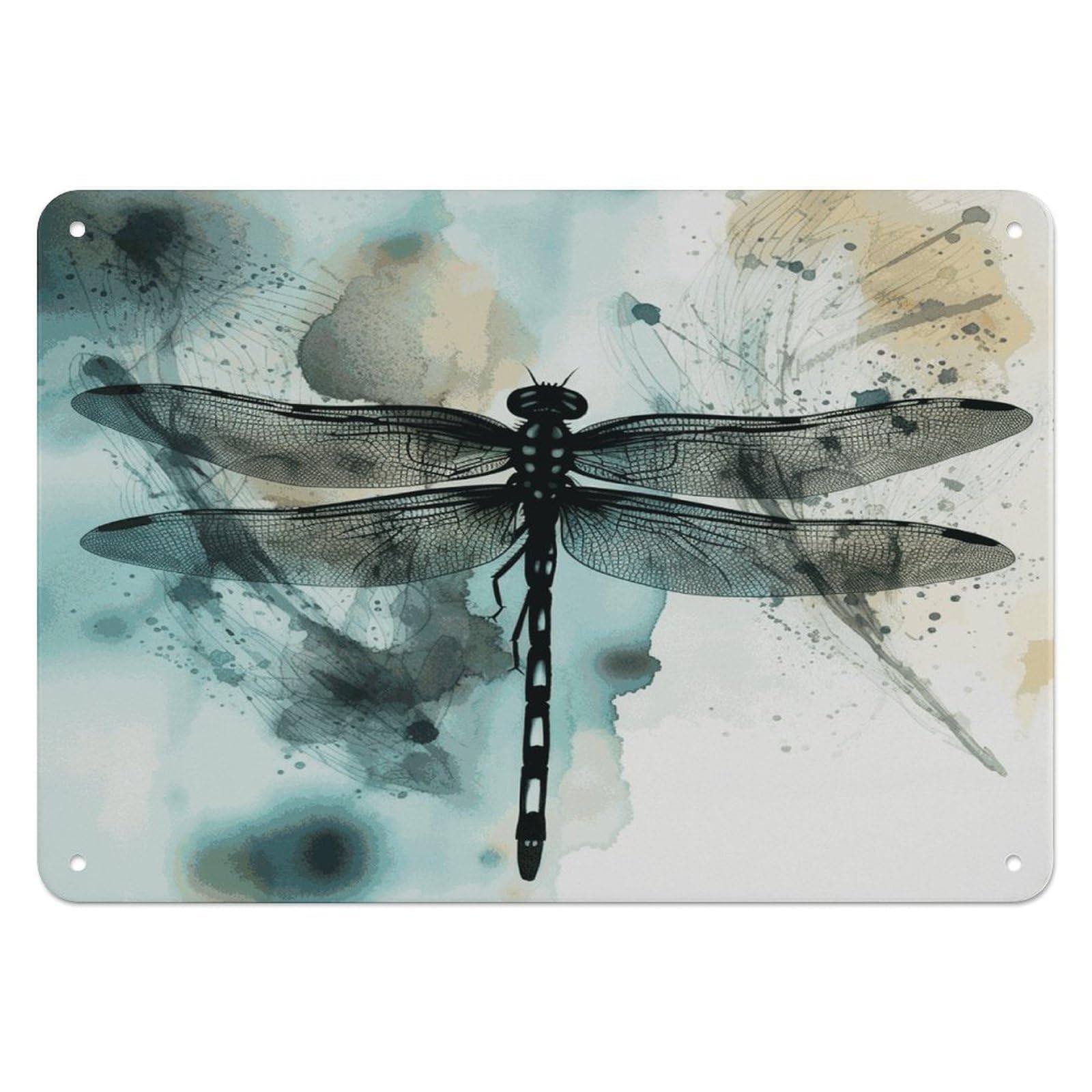 Btcowzrv Style Ink Dragonfly Metal Sign, 5.5" X 7.9" Tin Wall Decor, Wall Art Plaques For Home Wedding Decor Room Living Room Decoration