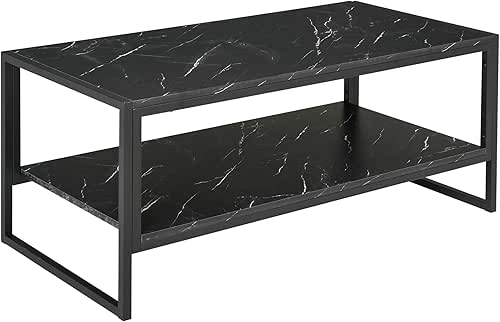 HOMCOM Table Basse Style Moderne avec 2 Étagères 106 x
