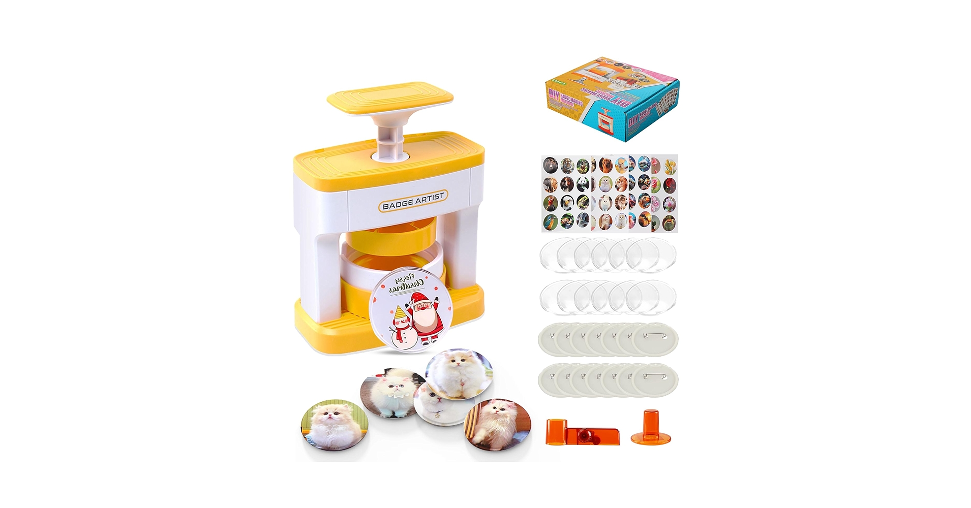 Button Maker Machine, 75 Mm (3 Inch) Badge Punch Press Kit, Children DIY Gifts Pin Maker, Button Making Supplies With 500pcs Button Parts & Circle Cutter & Magic Book | US
