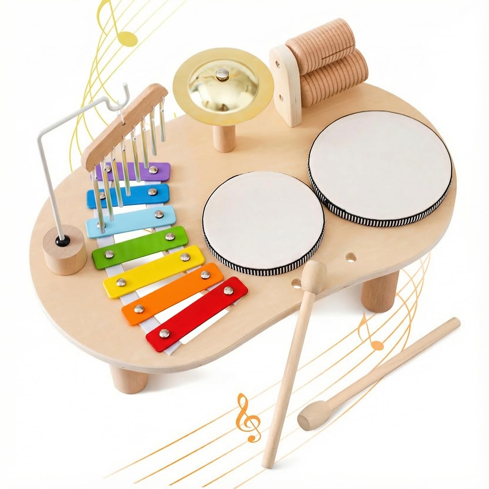 Mamimami Home 楽器 おもちゃ 木製 ドラムセット 子供 木のおもち…