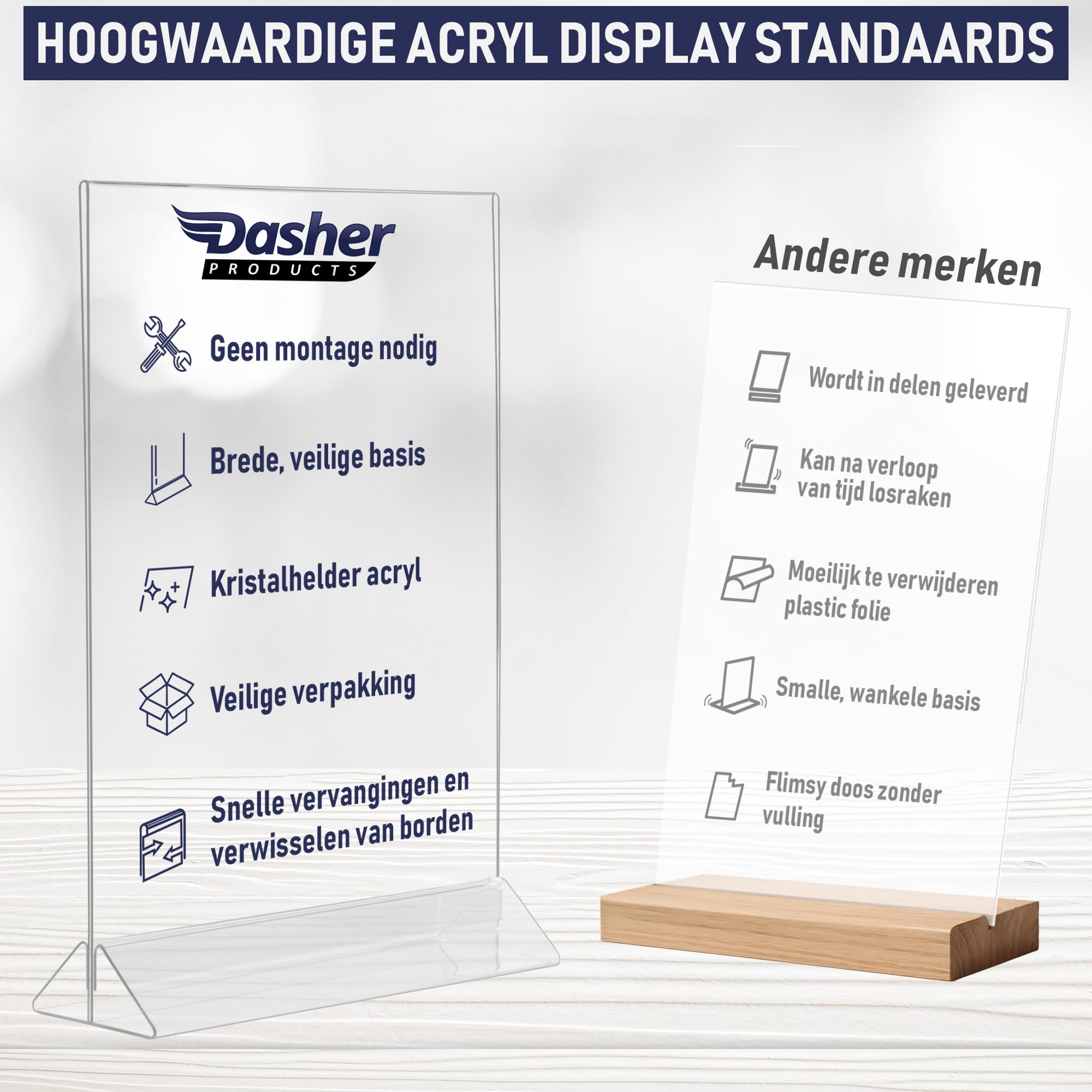 A5 Acryl Tekenhouder, 5-pack L-vormige Clear Sign Houder