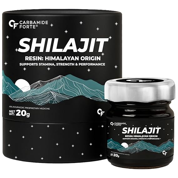 Carbamide Forte Shilajit/Shilajeet Plain Resin for Men | Shilajit for Men with Saffron, Swarna Bhasma | Ayurvedic Shilajeet Original with Fulvic Acid & Trace Minerals | Heavy Metal Free | 20g Resin