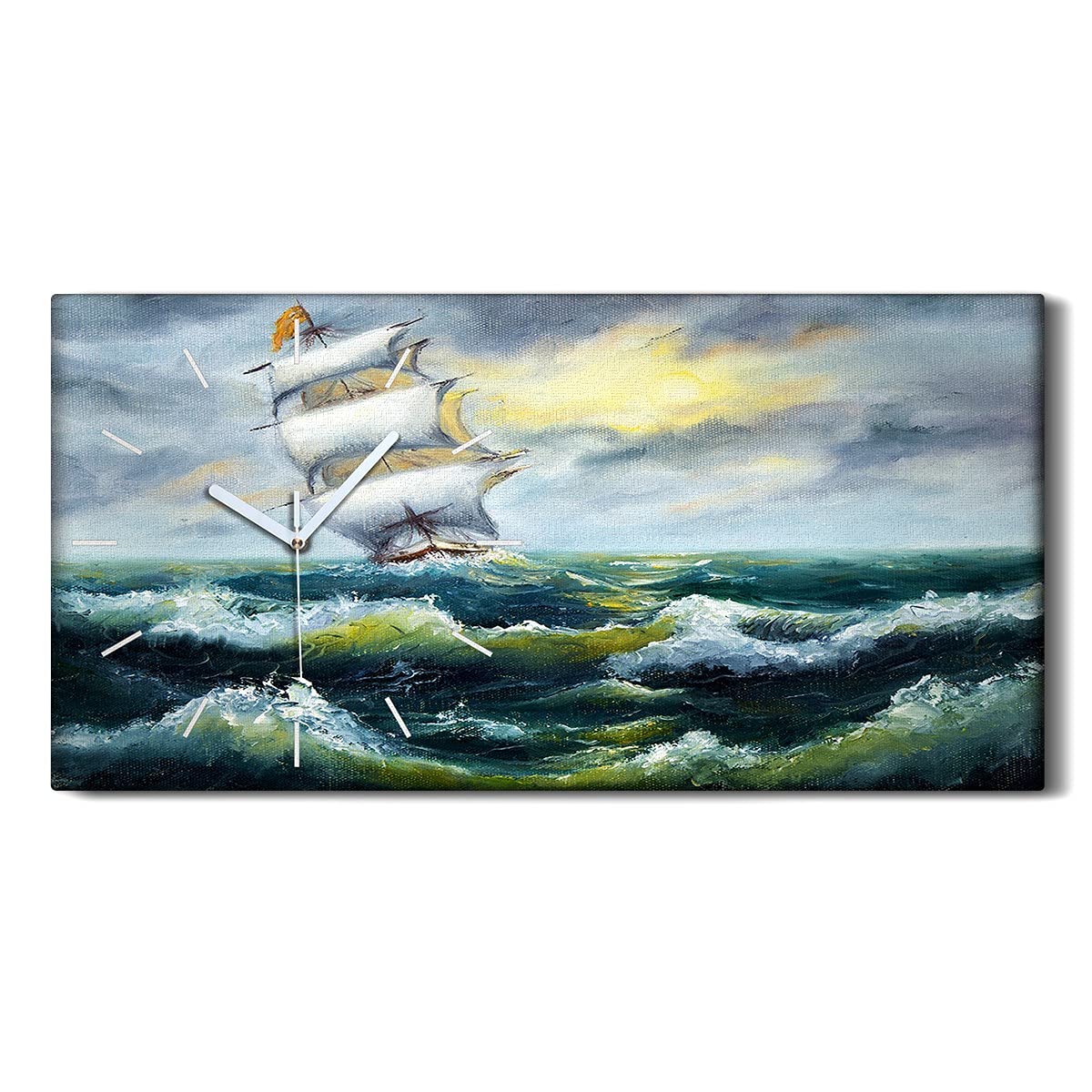 Horloge sur Toile de Salon Waves : Évadez-vous avec l'Art Moderne Océan