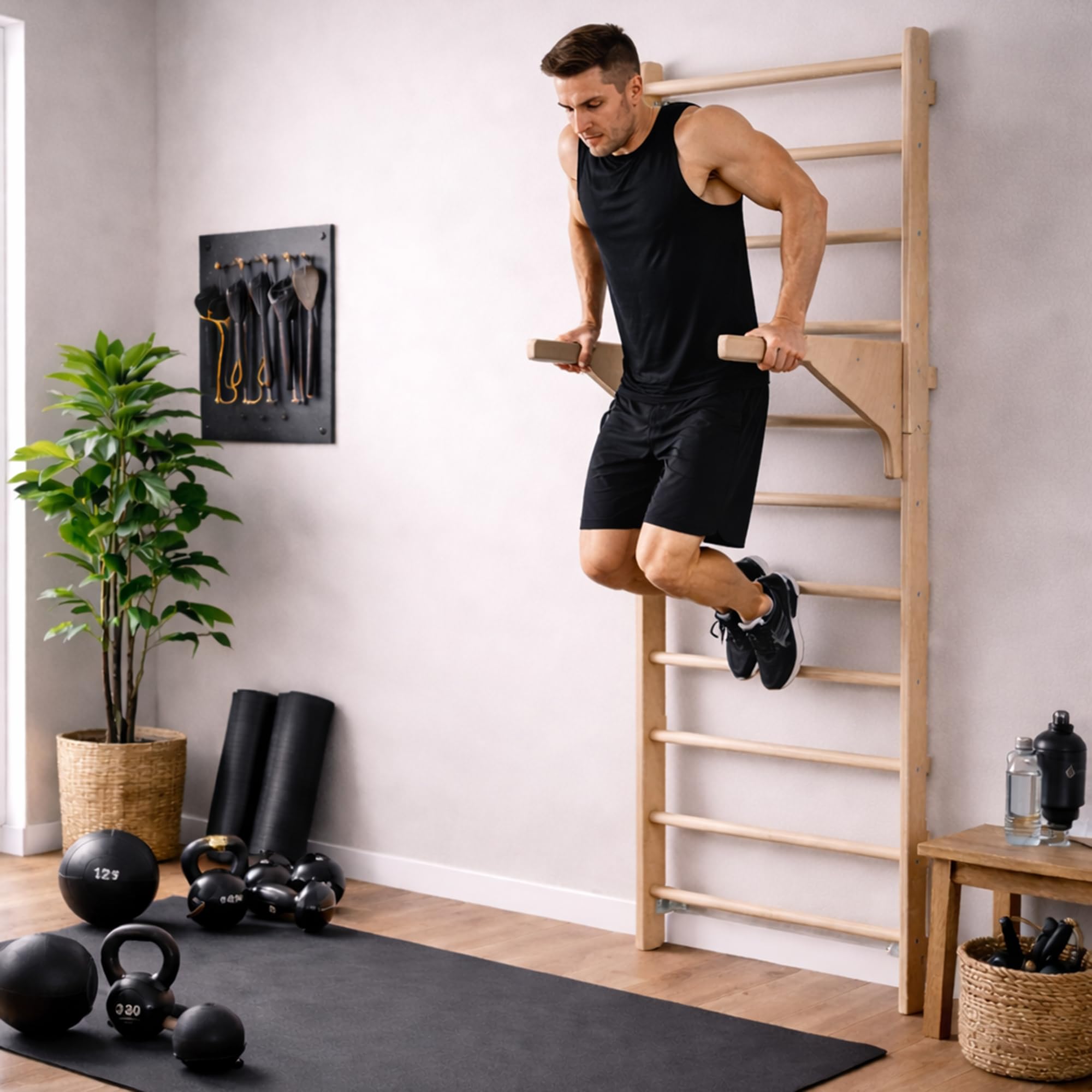 MAMOI Barres parallèles, poignées pour exercices de force, réglables en hauteur, callisthénie et pompes, équipement de fitness pour la maison, barres d'entraînement stables