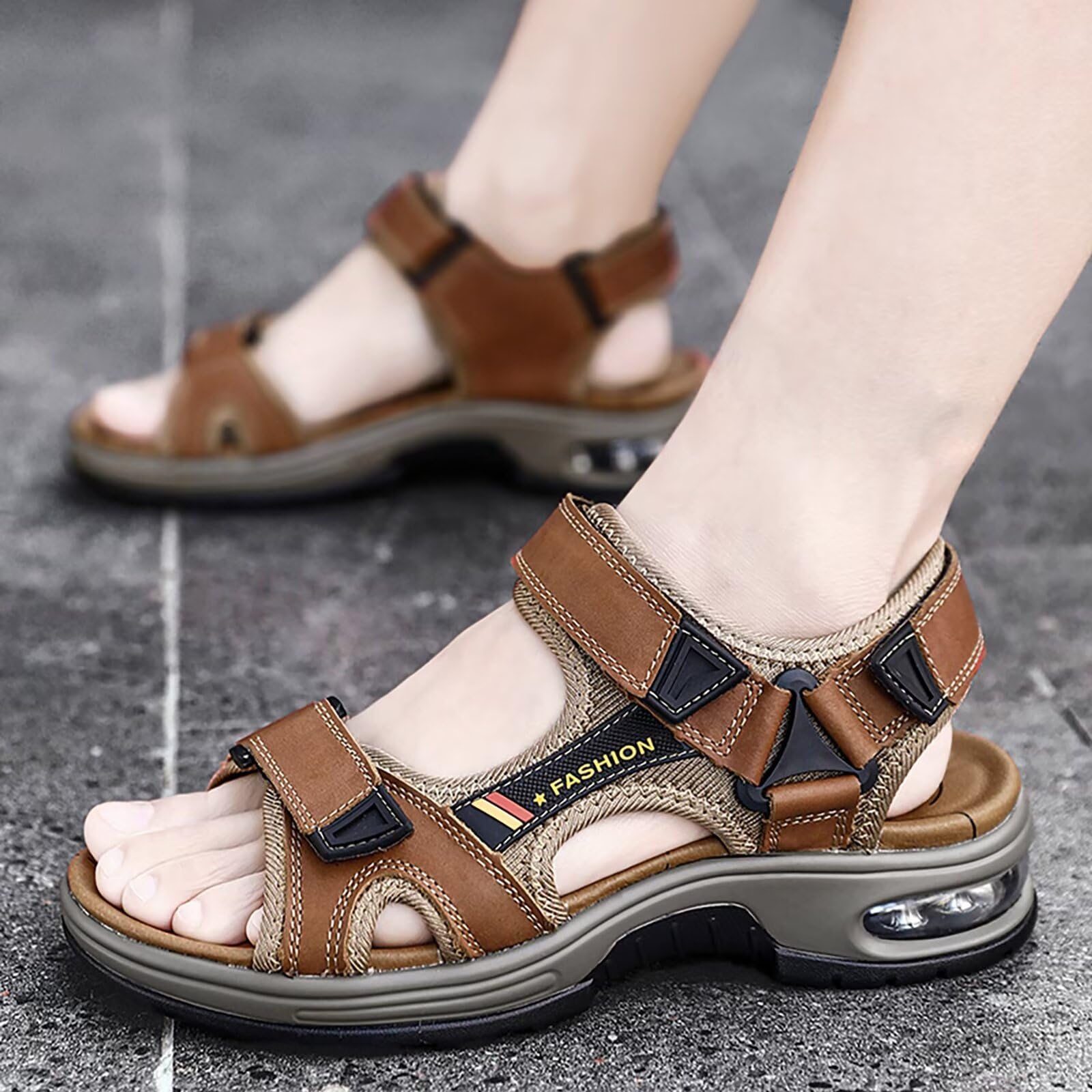 Sandalias Deportivas de Cuero para Hombre Verano Punta Abierta Sandalias de Trekking