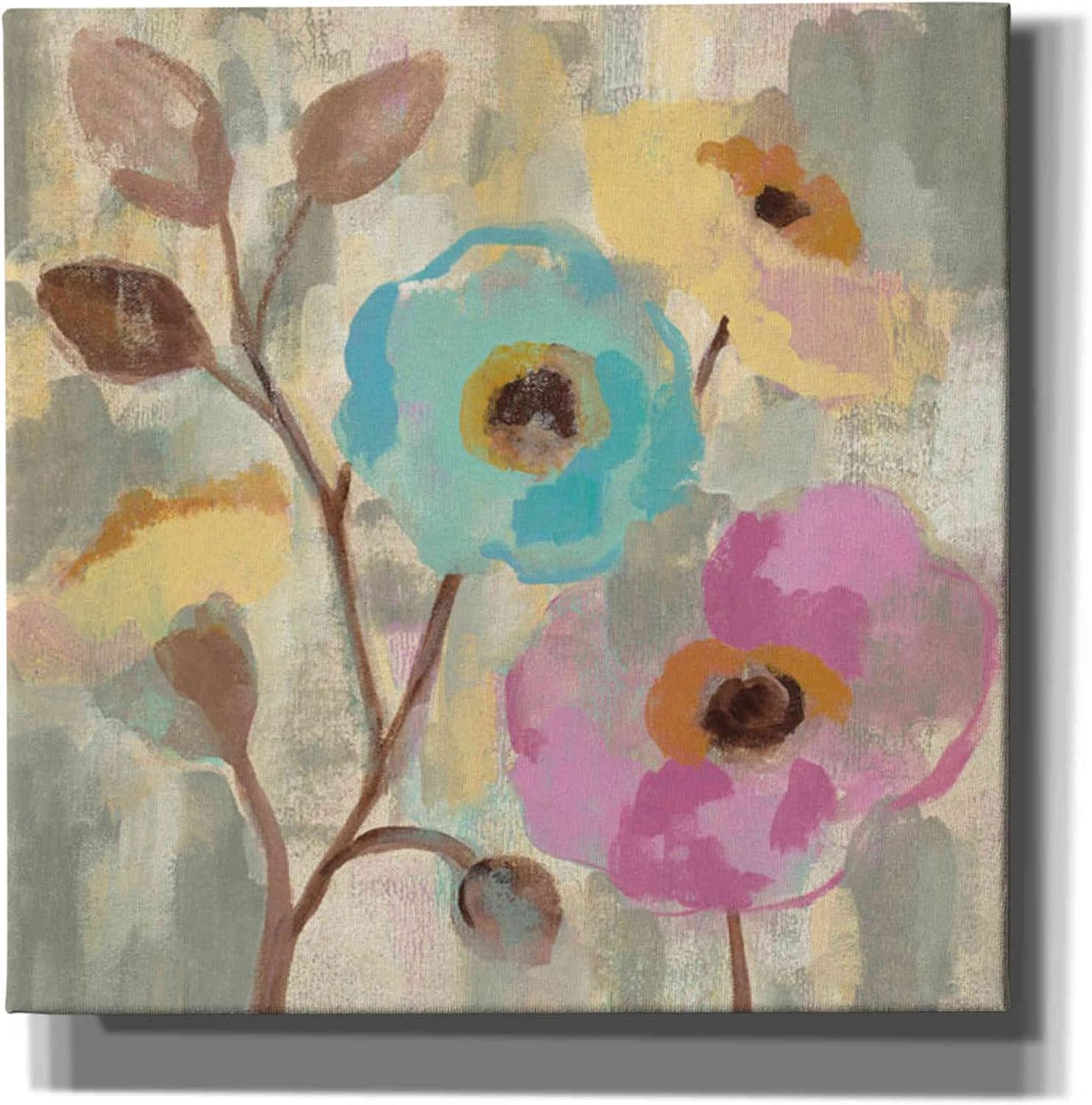 Epic Graffiti 'Fog and Flowers III' by Silvia Vassileva, Canvas Wall Art, 26"x26"
