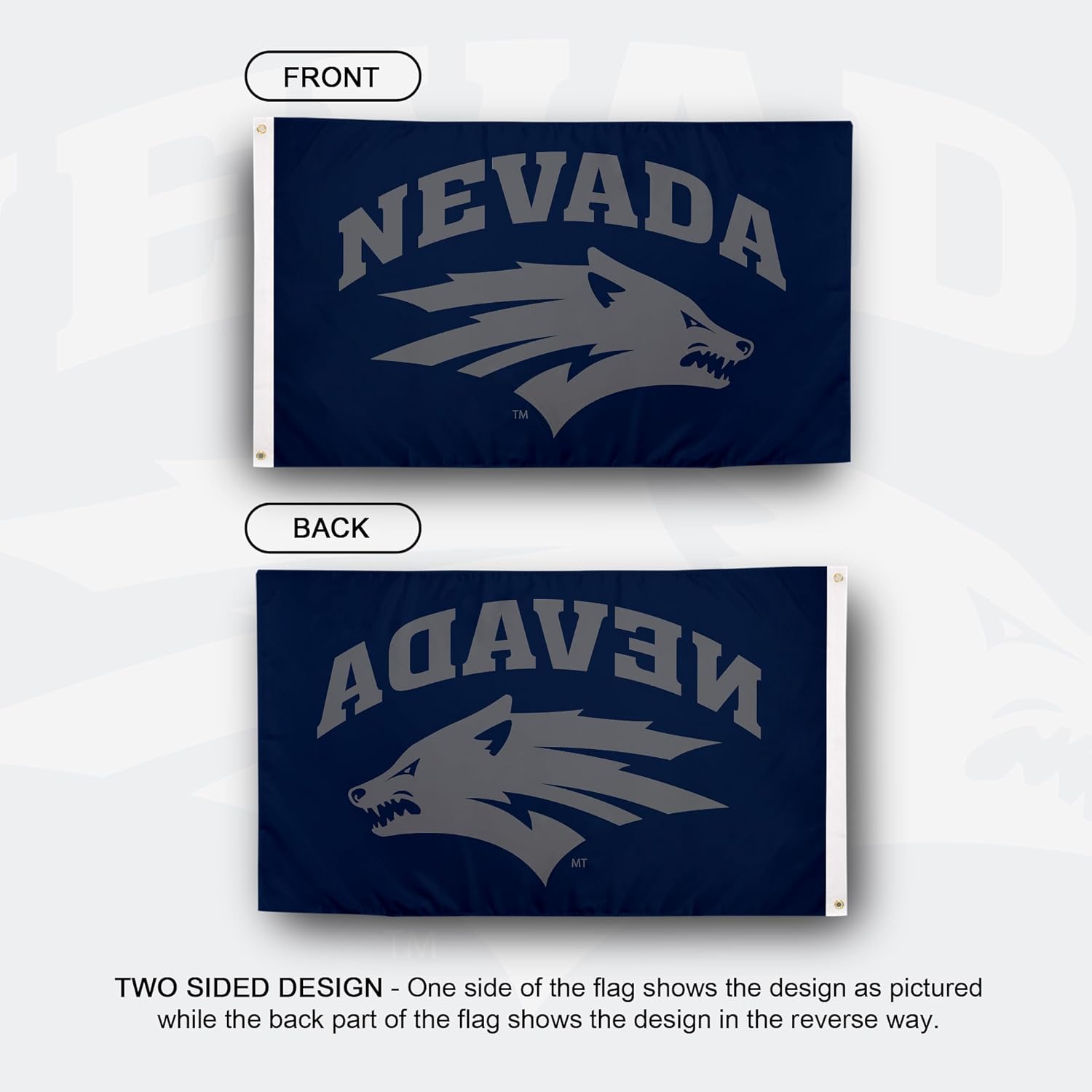 Desert Cactus University of Nevada Reno UNR Flag - 3 x 5 Feet Pack Banner, Indoor/Outdoor Durable Fabric, 100% Polyester Design (Style 1a) - Image 2
