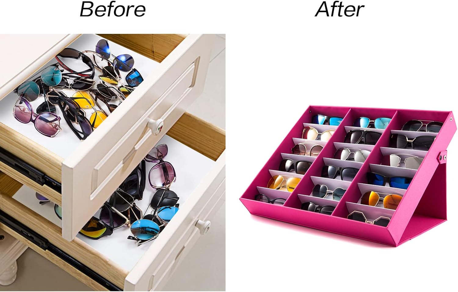 TRIUMPH VISION Sunglasses Organizer Storage Eyeglasses Holder - Multiple Glasses Case Box Eyewear Case with Lid