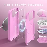 Vista 778 de GONEZ Funda de silicona para iPhone 15 Pro Max, compatible con Magsafe, protector de cámara + protector de pantalla, forro de microfibra suave Negro