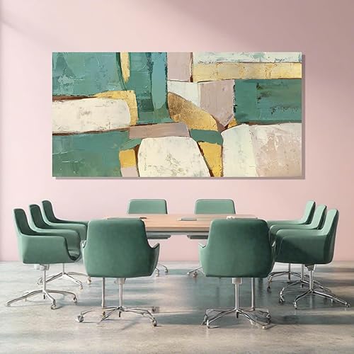 Miniatura 2 de ZENPEE Arte de pared grande verde y blanco, arte abstracto de pared, cuadros para Sala Elegantes y Modernos, decoración de pared para sala de estar