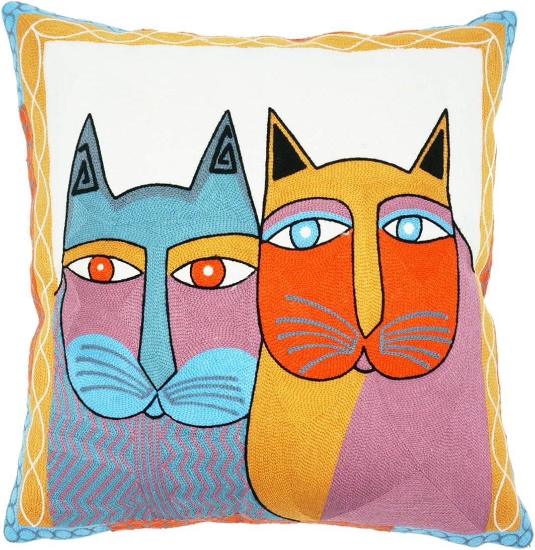 Abstract Pillowcase Pillow Covers 18x18 Modern Picasso Embroidery African Cushion Covers 18"x18"(45cm x45cm) (G)