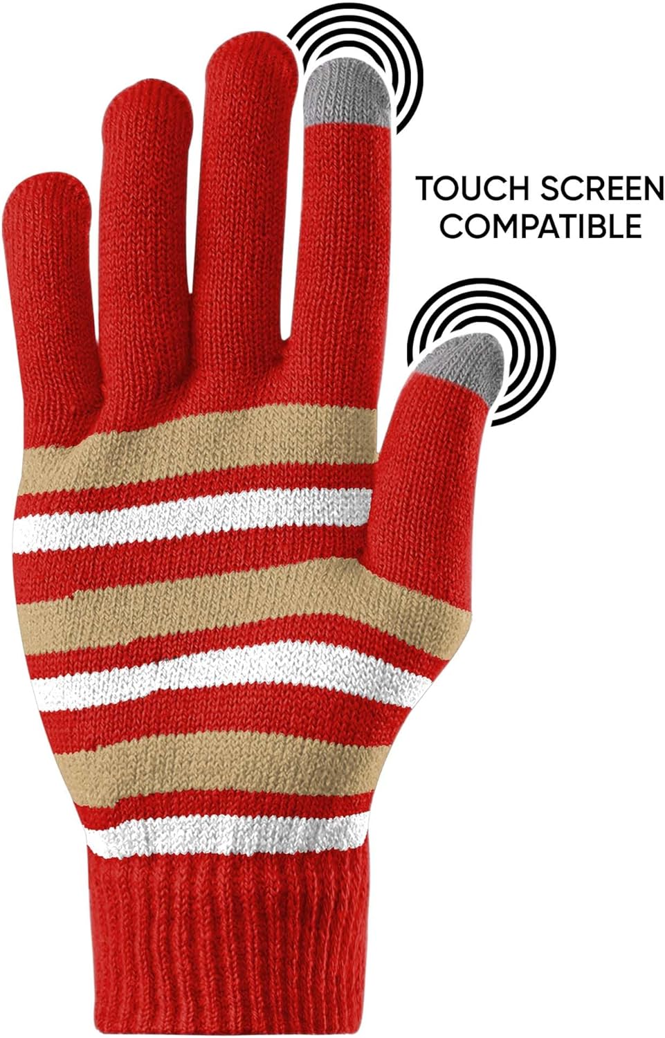 FOCO NFL unisex-adult Nfl Team Logo Adult Stretch Gloves With White Pom Cable Winter Knit Hat Beanie Set - Image 5