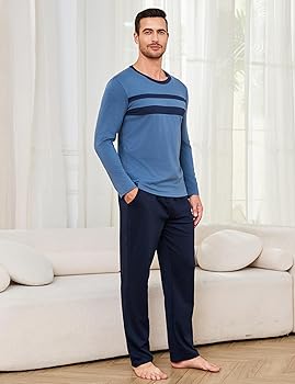 Marvmys Herren Schlafanzug Lang Aus Fleece - Dicker Pyjama Für Herbst & Winter
