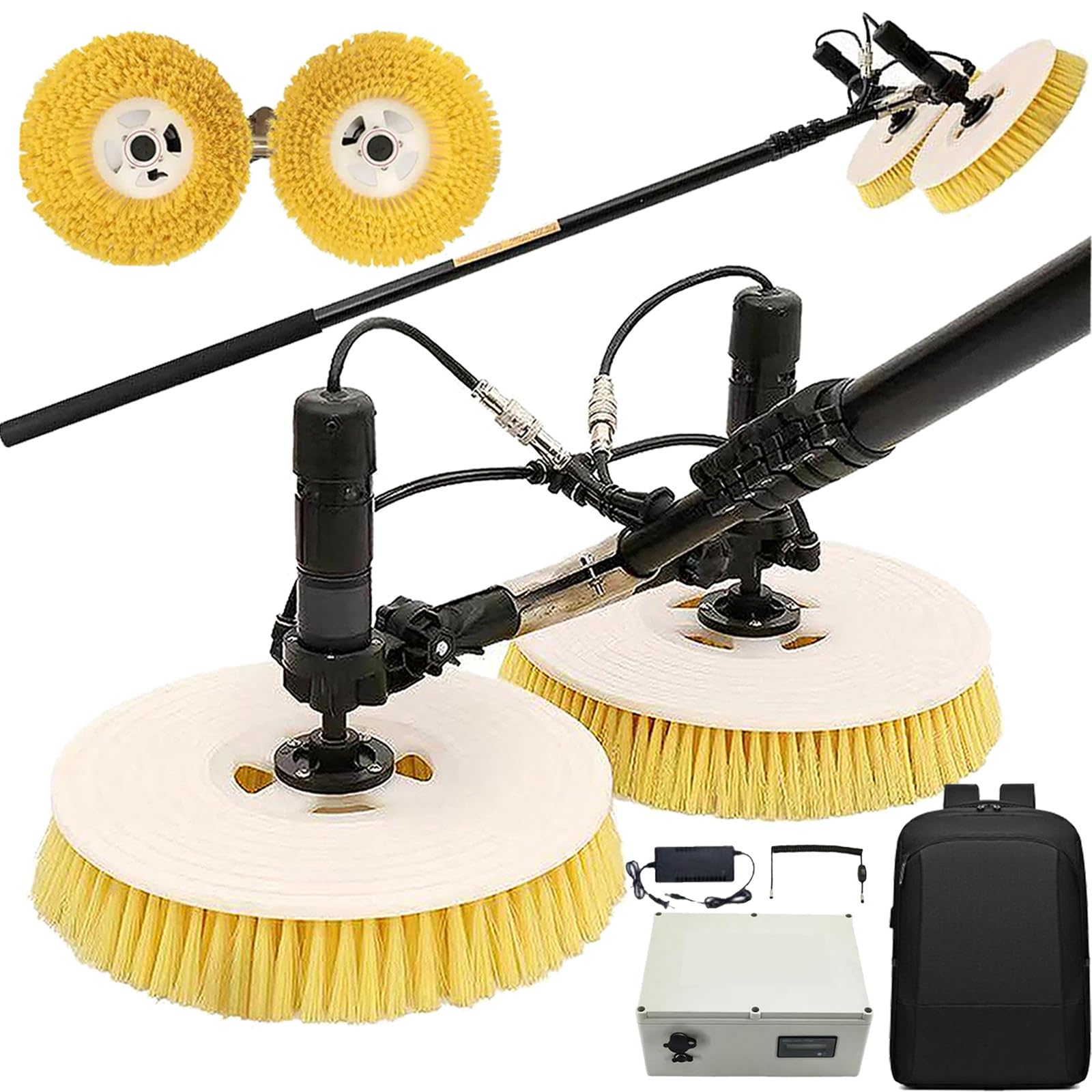 HADECOLL Solar Panel Cleaning Kit With Electric Rotary Brush And Adjustable Rod For Efficient Panel And Roof Maintenance,Purpose-3.5M