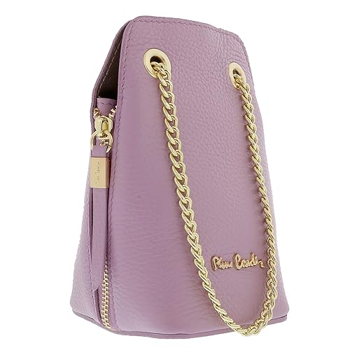 Pierre Cardin Lilac Leather Curved Structured Chain Crossbody Bag for womens