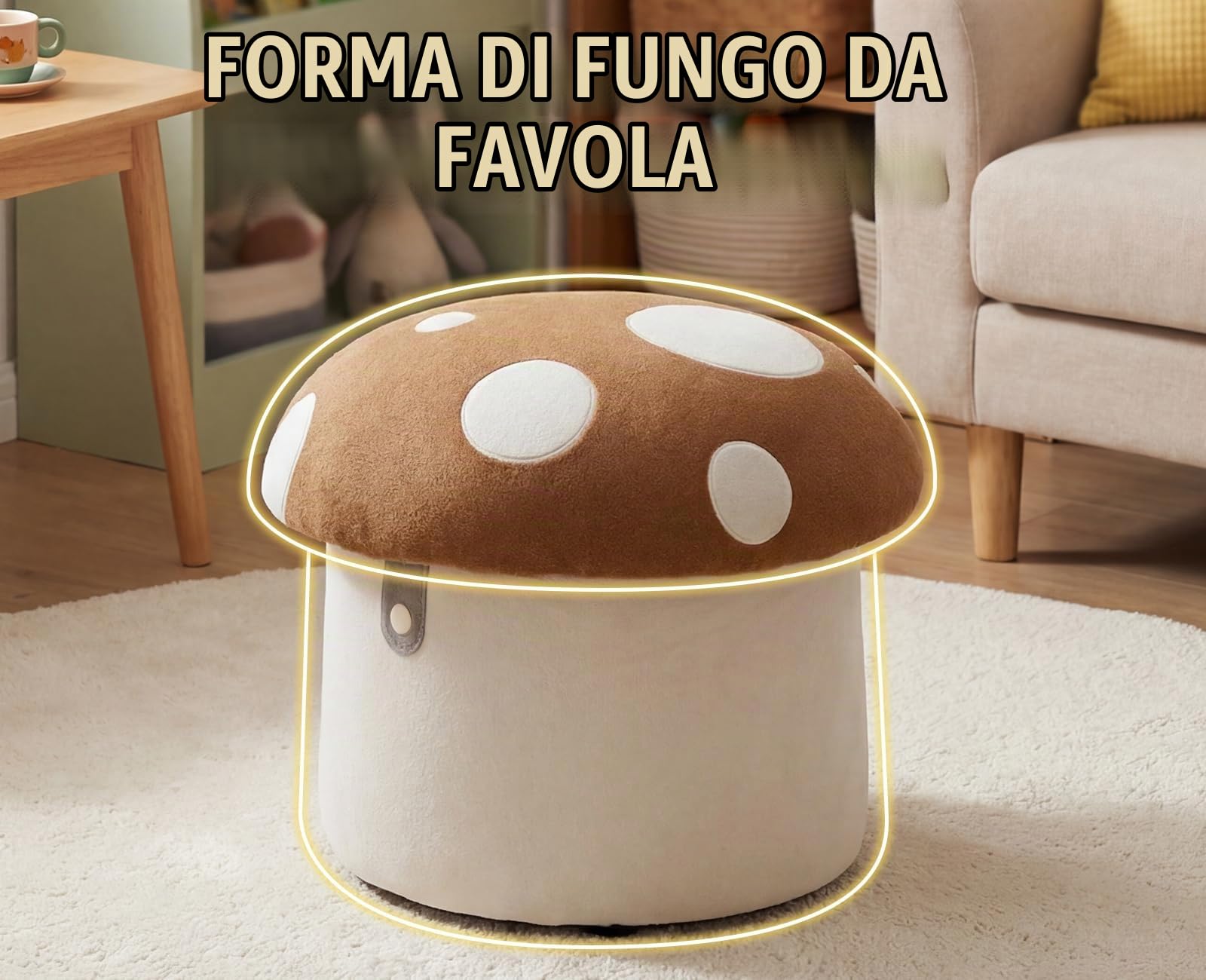 Ya-Home Pouf Contenitore Bambini Puffo Contenitore in Ciniglia, Marrone