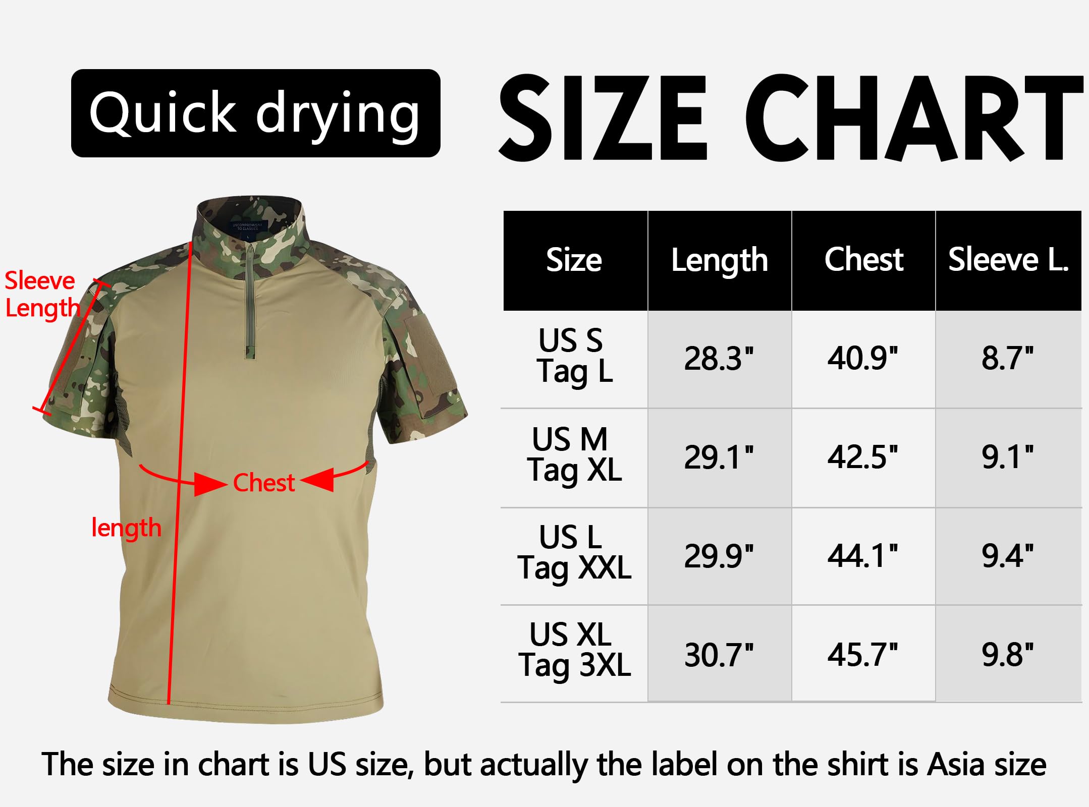 Camisetas de camuflaje para hombre, de secado rápido, con cremallera de 1/4, elástica, manga corta, con 2 bolsillos
