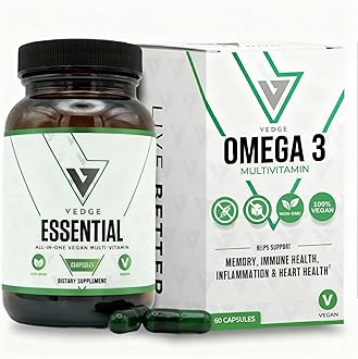 VEDGE Vegan Omega 3 Multivitamin for Women and Men – Plant-Based Algal EPA & DHA + Vitamin B12, Vitamin D, K2, Magnesium, Zinc & Selenium – 30-Day Supply – Non-GMO, Gluten Free, Made in USA