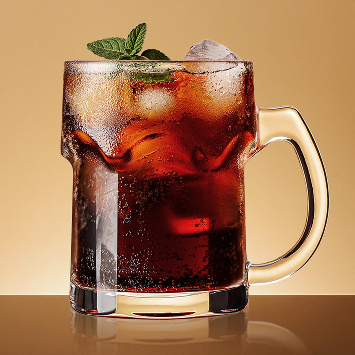 Set di 2 bicchieri da birra con manico, bicchieri da birra in vetro con poggiapolsi