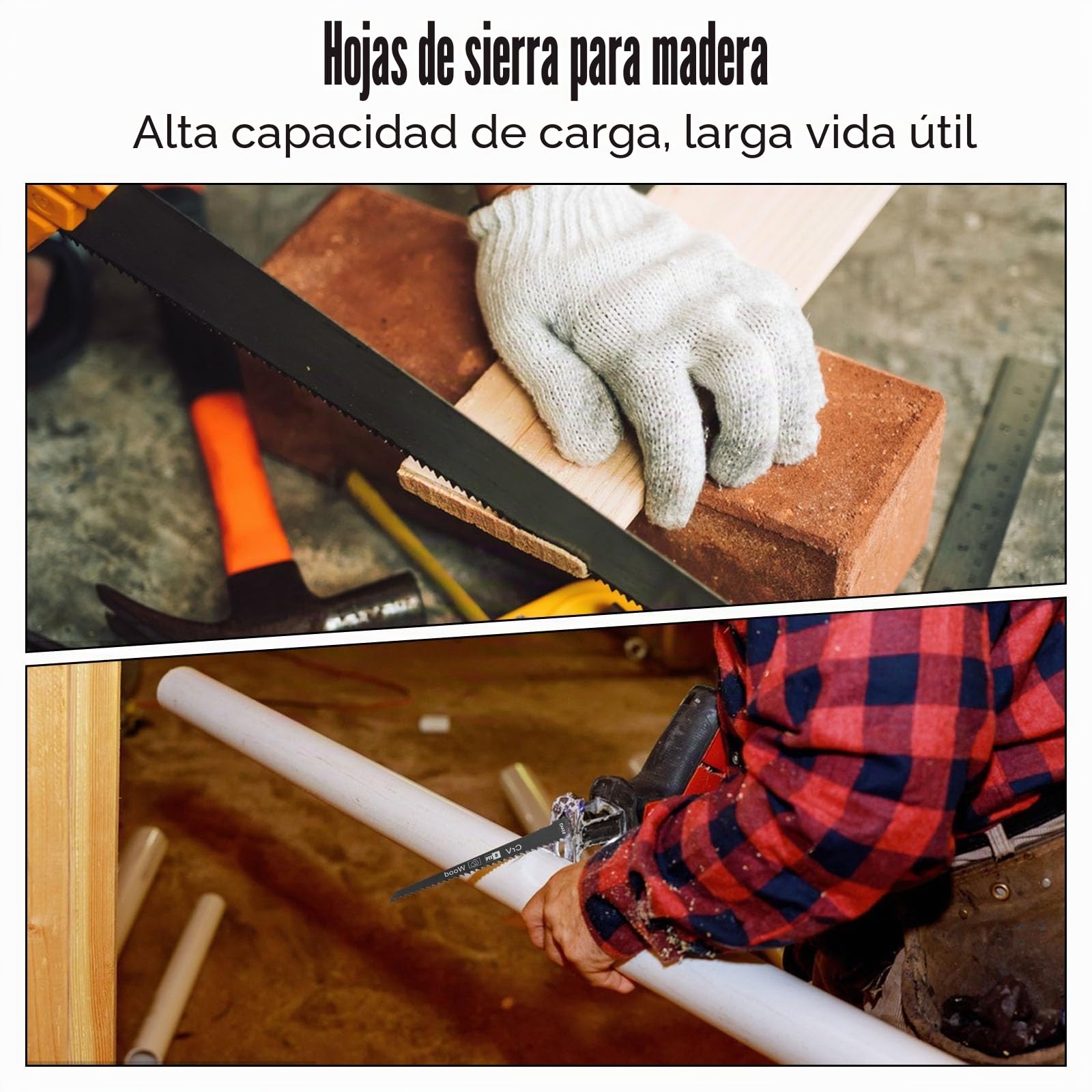 Hojas de sierra sable para madera y metal – 5 piezas para cortar madera y plástico – Accesorios de sierra sable con 6 TPI
