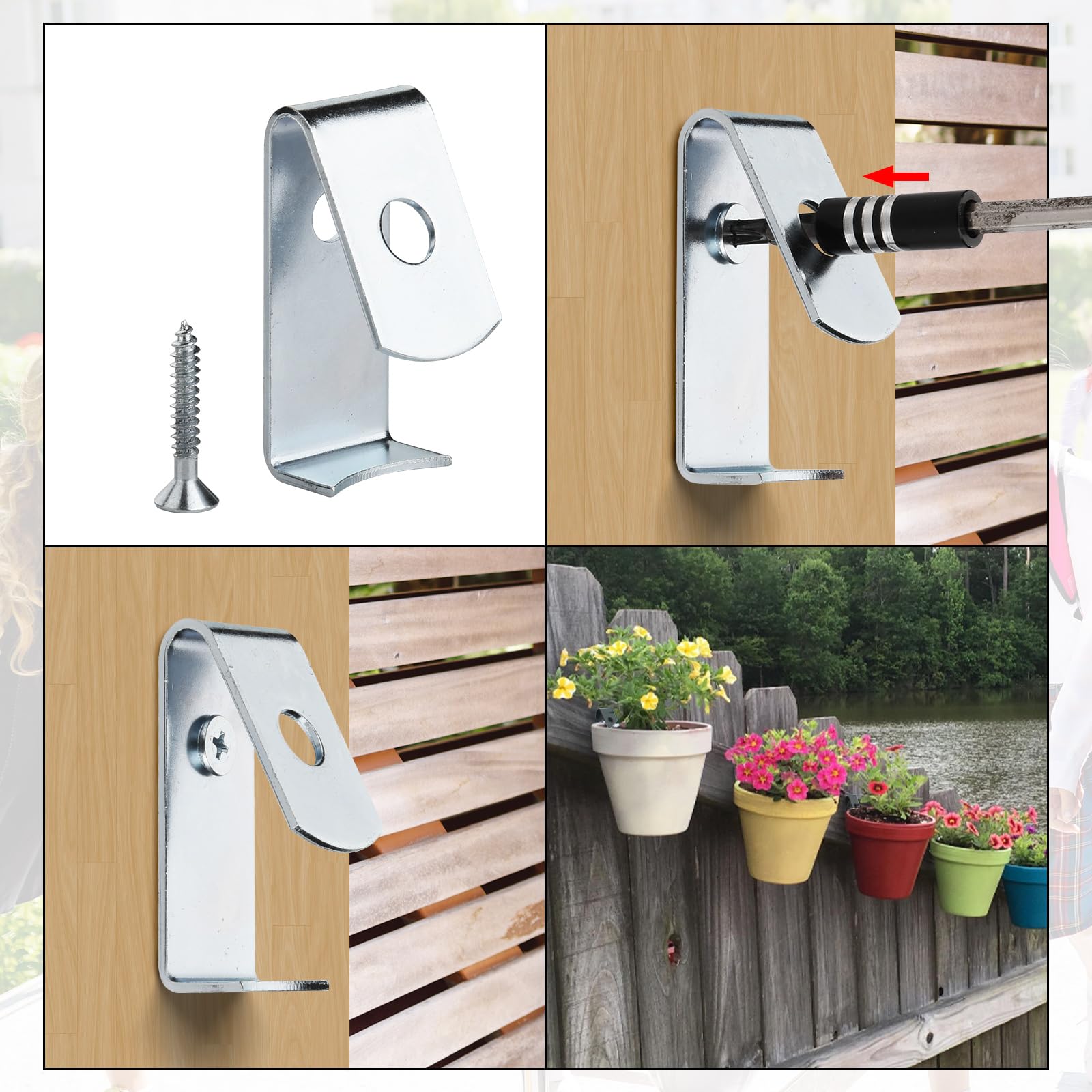 Plant Hangers Flower Pot Holder, Terracotta Pot Clips For Clay Pot, Plant 24 Pack Back Hook Wall Mounted Planters Outdoor