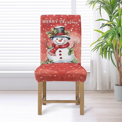Miniatura 6 de Rnyleeg Juego de 1 fundas de asiento de Feliz Navidad para sillas de comedor, fundas elásticas suaves y cómodas para sillas de comedor con estampado