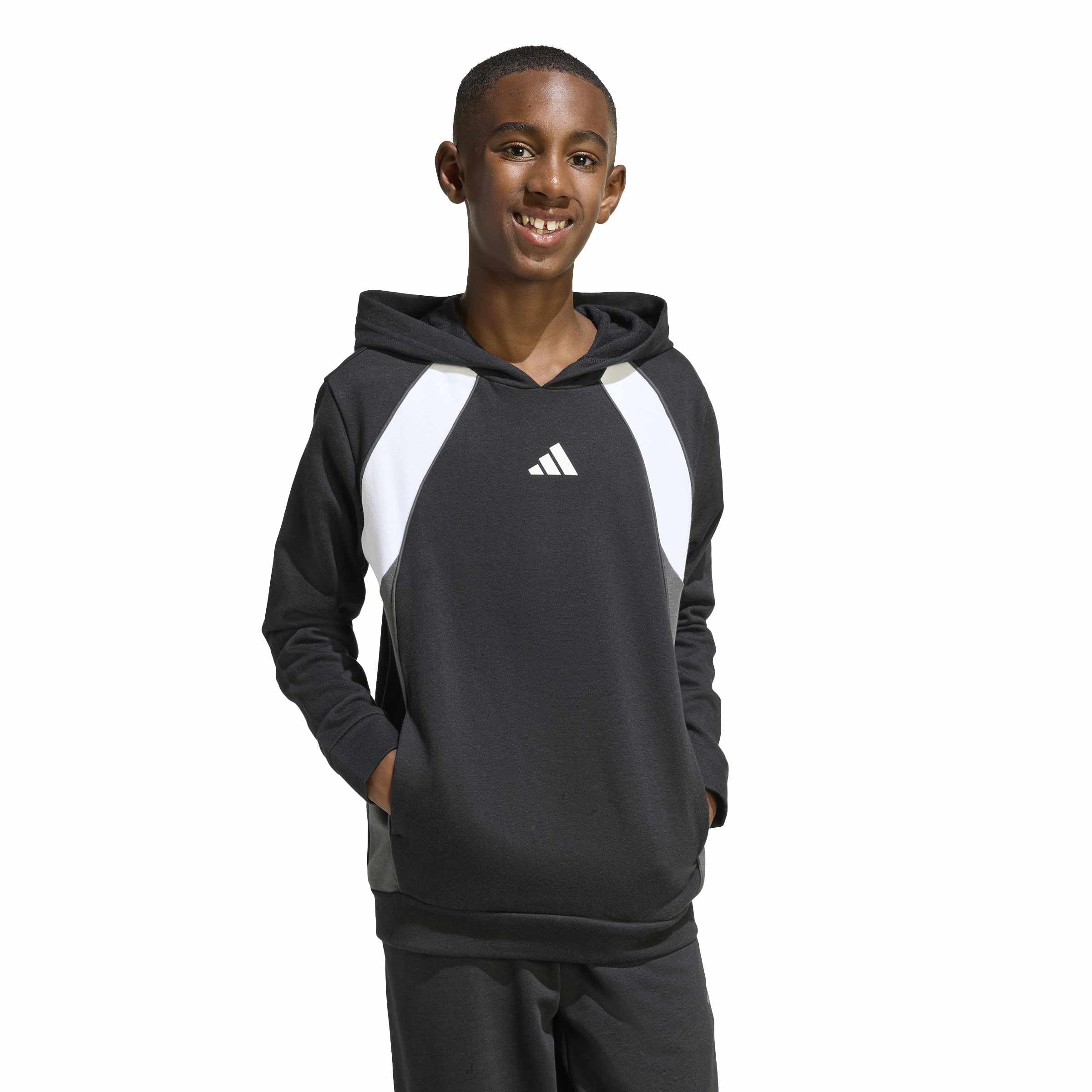 adidas Color Block Hoodie Felpa con Cappuccio Unisex - Bambini e Ragazzi