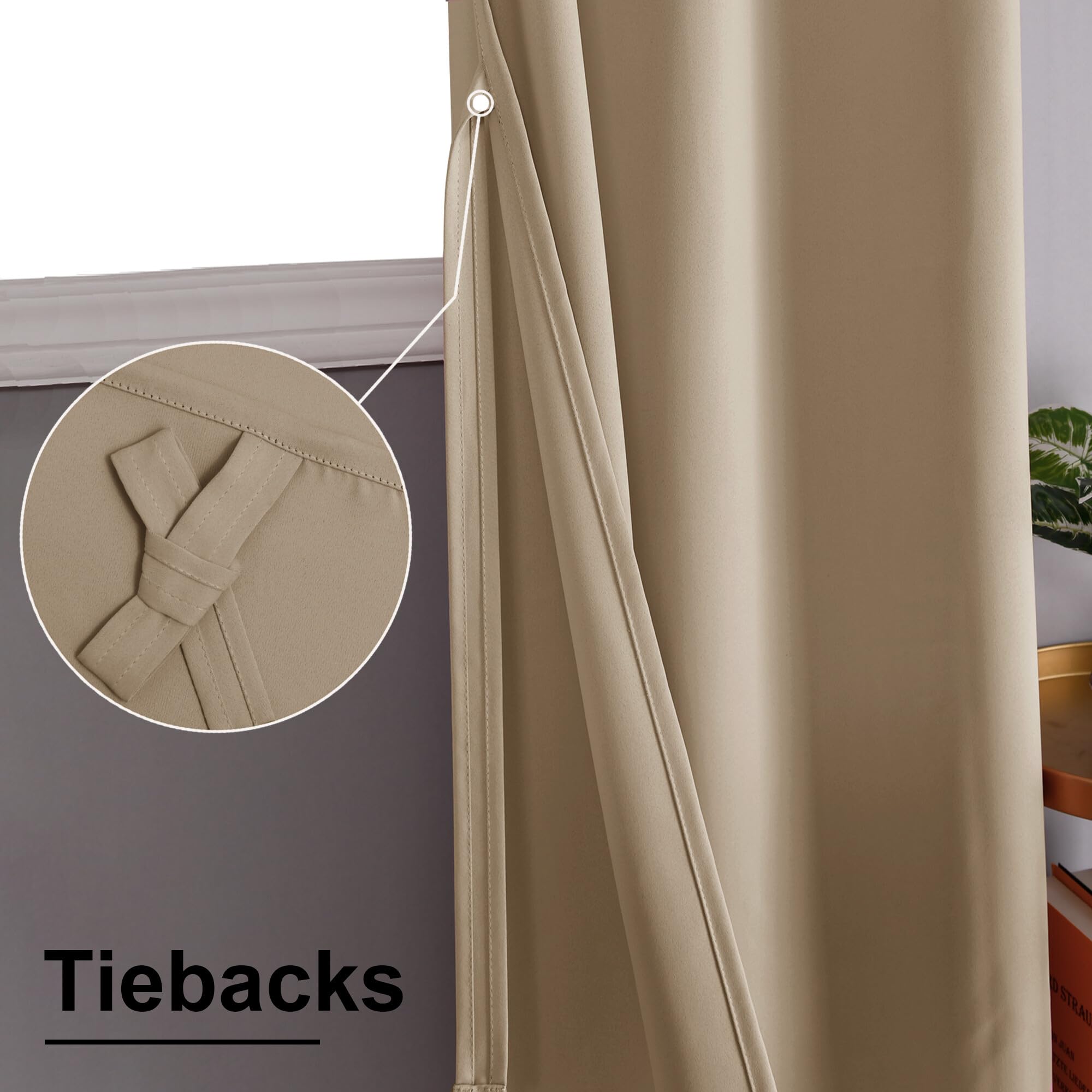 XWZO Rideaux opaques avec œillets - Rideaux occultants en 2 pièces avec tringles, rideaux imperméables à la lumière pour la chambre à coucher, le salon, le bureau, 183 x 168 cm, taupe