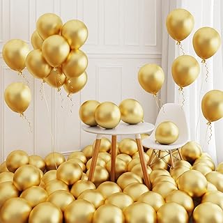Holicolor 150pcs Gold Balloons 12 Inch Chrome Metallic Latex Balloon for Baby Shower Wedding Decoration