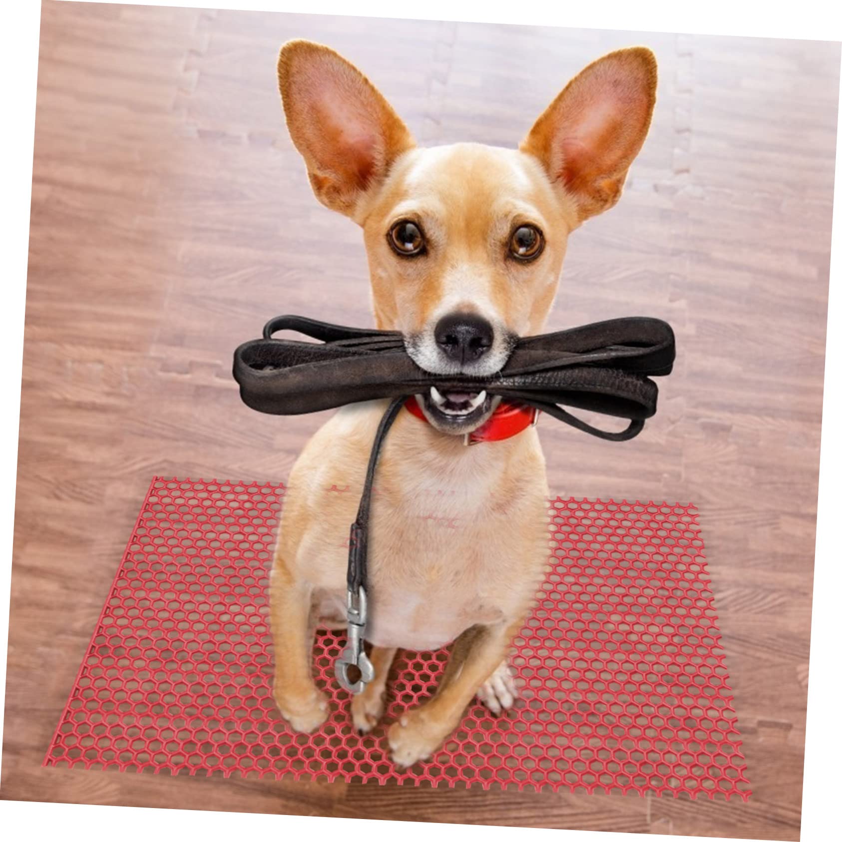 Tappetino Base Isolante per Gabbia in Pvc per Cani Bordi Arrotondati Accessorio Veloce Drenaggio Dell'urina per Recinto Animale Domestico per Cuccia Rossa