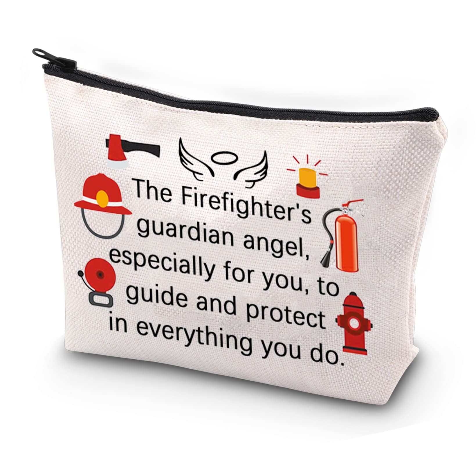 JYTAPP Firefighter Protect Makeup Bag Firefighter's Guardian Angel Gift Firefighter To Be Gift Firefighter Graduation Gift Firefighter Survival Kit Cosmetic Bags, Beige, One Size