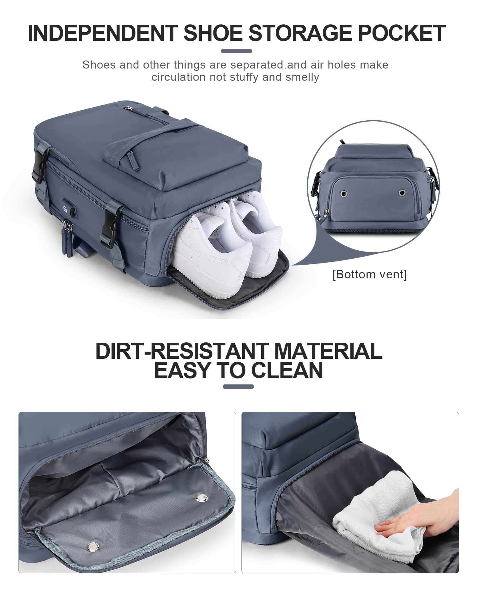BJLFS Borse da Cabina per Ryanair 40×20×25 Bagaglio a Mano Easyjet 45×36×20 Borsa Zaino da Viaggio, Zaino da trekking,Zaino Casual per laptop da 14 pollici per scuola con porta di USB