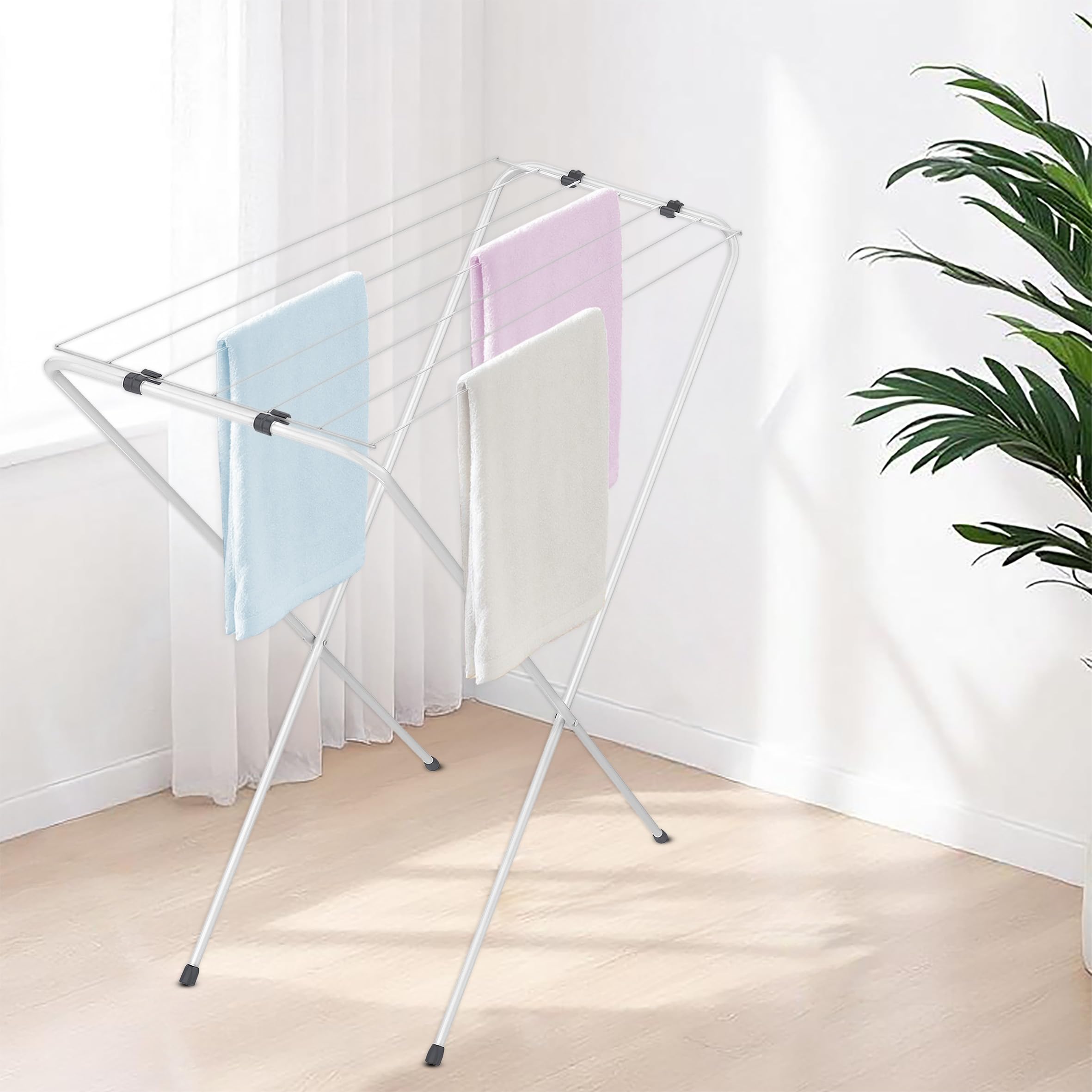 Spetebo Wäscheständer klein klappbar 6 m Trockenlänge - 88 x 83 cm - Mini Wäschetrockner für wenig Platz - Badewannen Standtrockner Solo Wäschetrockner kompakt für Balkon Innen und Außen